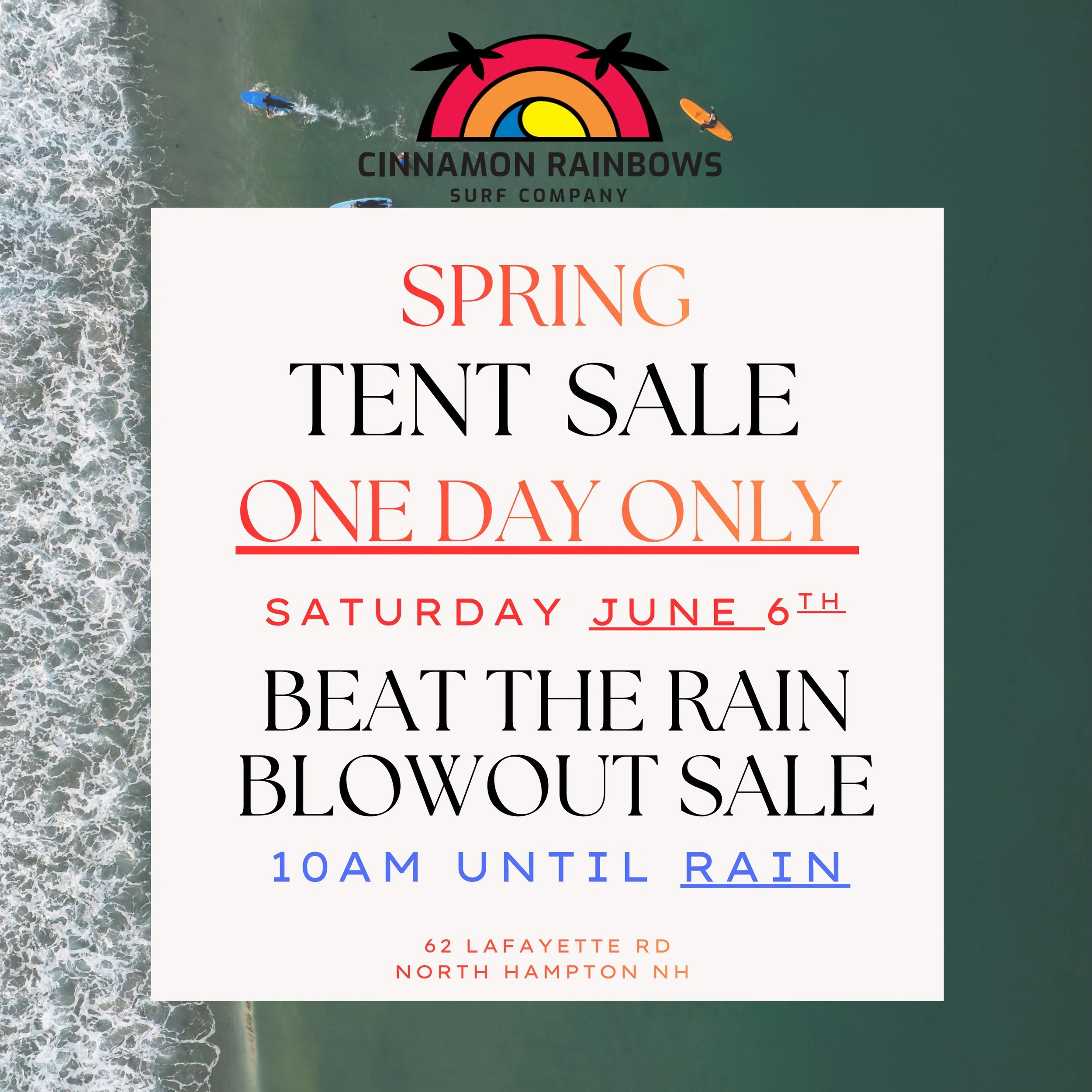 Gotta love NE weather 🌦️ Come visit this weekend for our one day beat the rain blowout tent sale 🚨🚨 We will start the sale at 10 am until it starts to rain!! See you all there for our amazing tent sale deals get em while you can ☀️