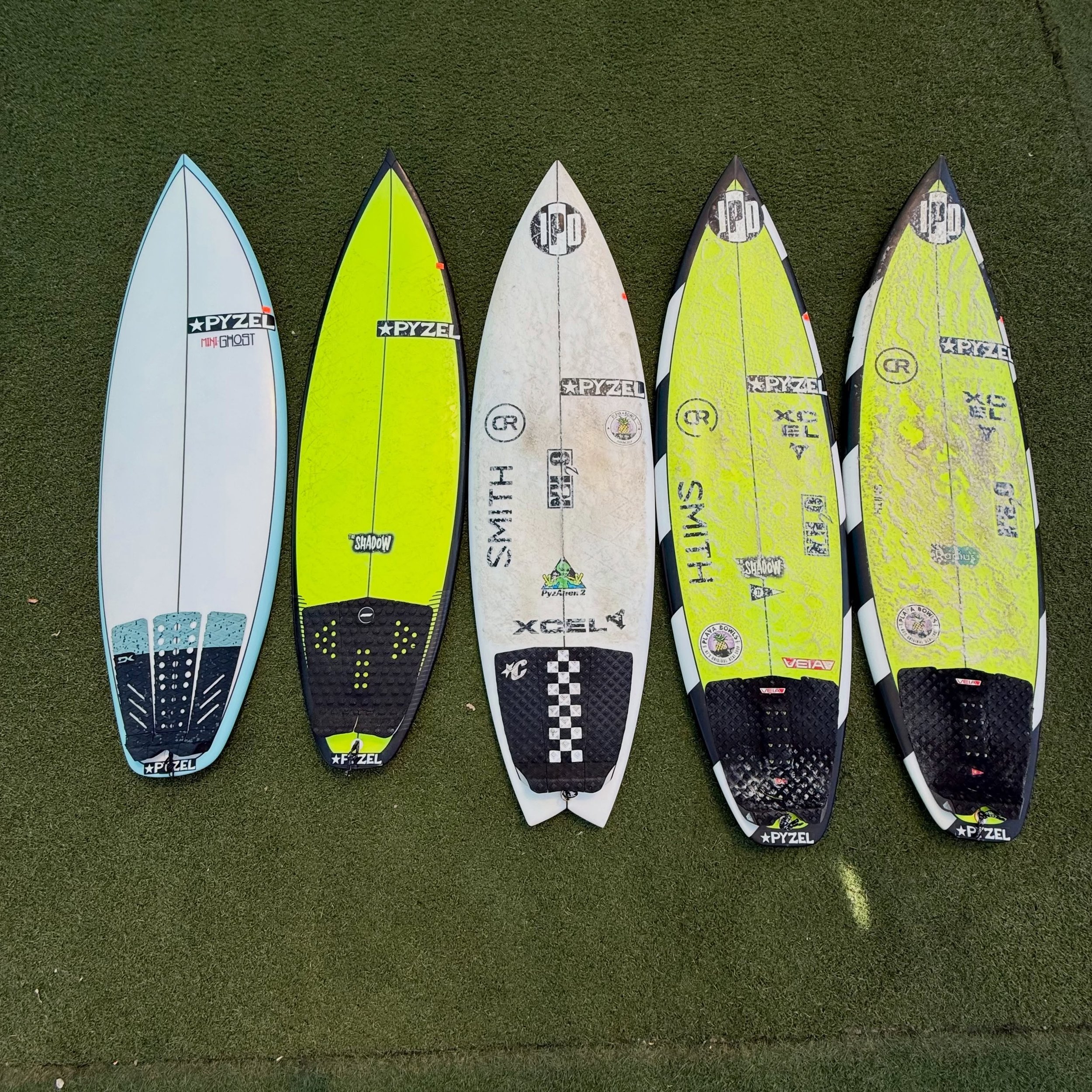 Some used @pyzelsurfboards 

Left to right:

Mini Ghost
Great condition
5&rsquo;4 x 18.63 x 2.38 @ 25.8 Liters
-$399-

Shadow
Great condition
5&rsquo;3 x 17.5 x 2.13 @ 20.4 Liters
-$299-

Pyzalien 2
Good condition
5&rsquo;6 x 18.5 x 2.19 @ 24.1 Liter