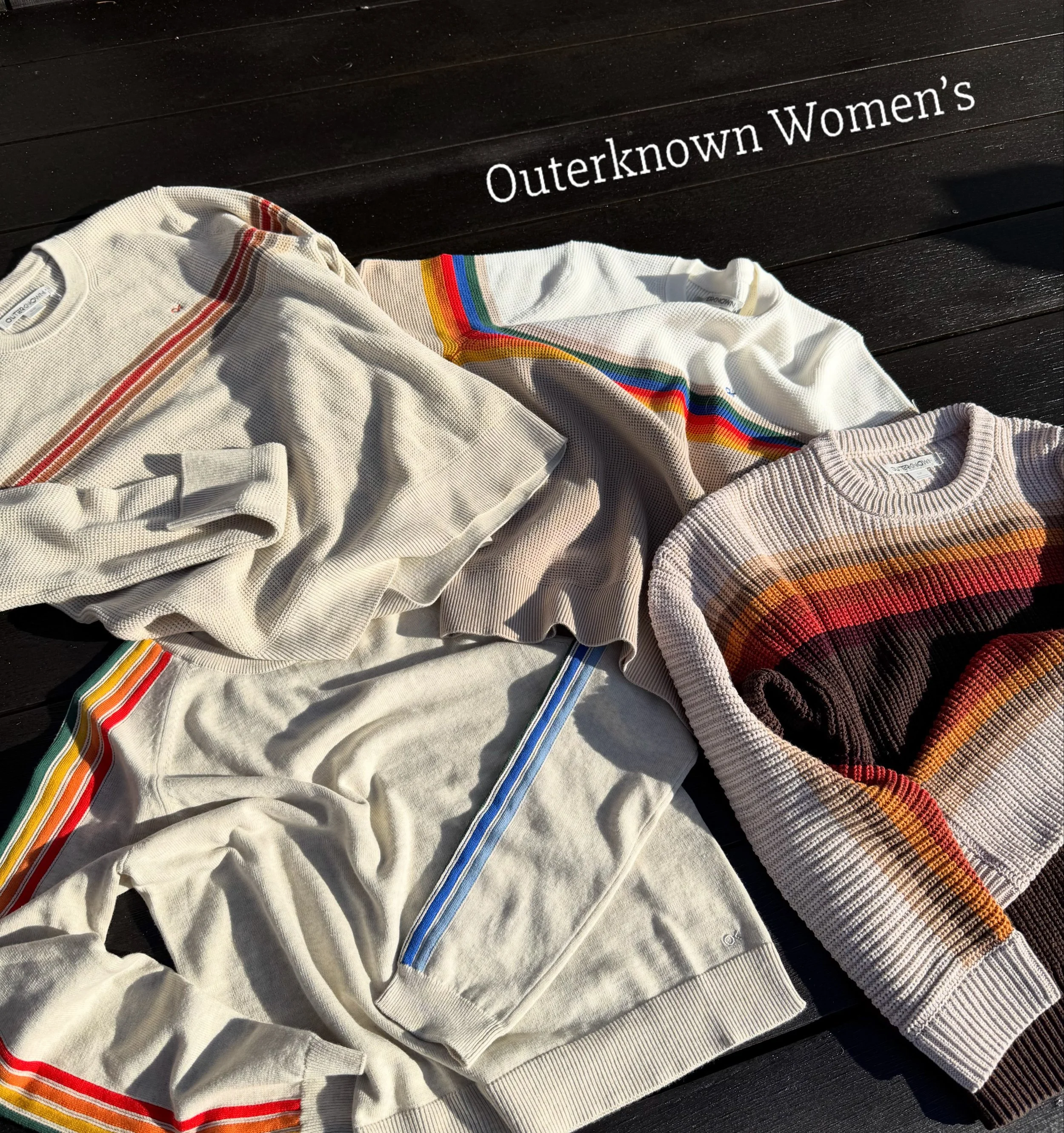 New Outerknown Women&rsquo;s Collection in store today! Nostalgic sweaters, just in time for fall 🍂🌊☀️