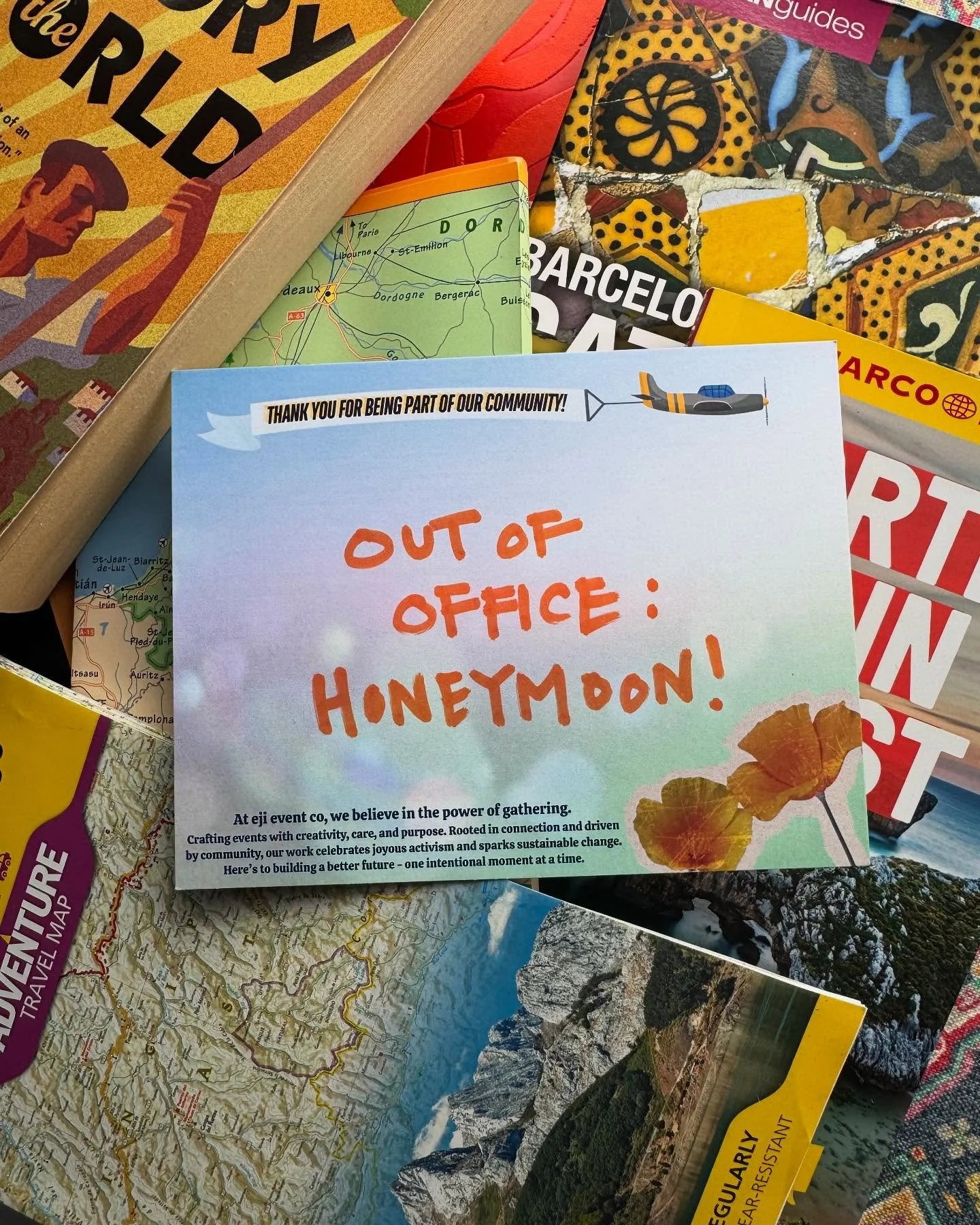 ✨ Out of Office ✨
Elly is officially off the grid for her much anticipated honeymoon in Spain through August 20 🇪🇸🍷🌊

Event projects are on hold while she soaks up some well-earned rest. For anything urgent, Liliana is holding down the fort at CE