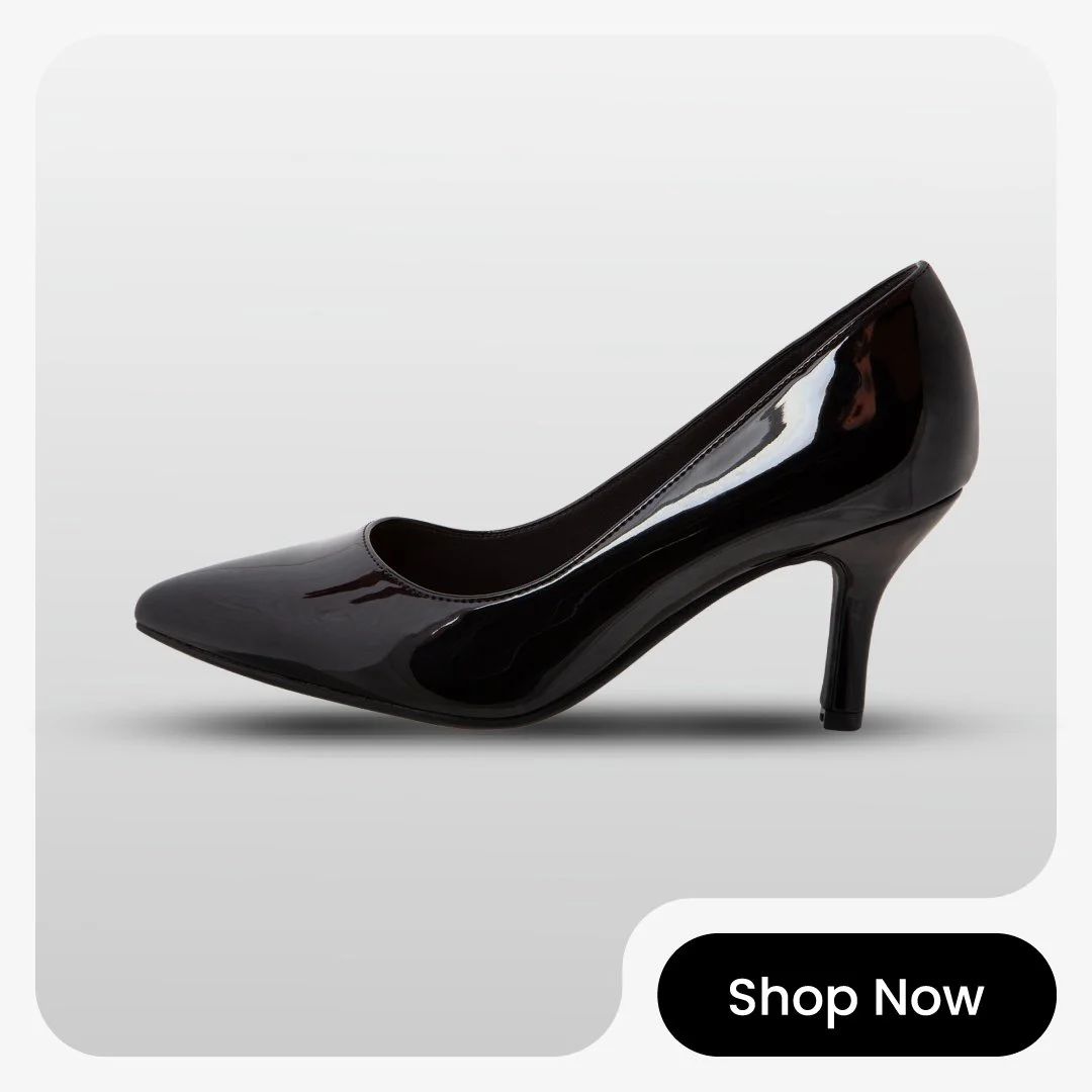 Comfort Plus - Janine Pointy Toe Pump - Black Patent