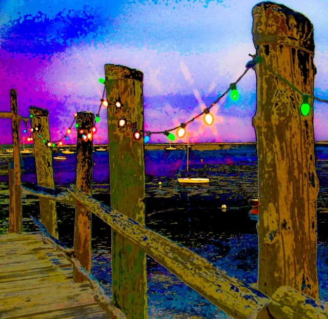 Provincetown: Pier Posts with Xmas Lights