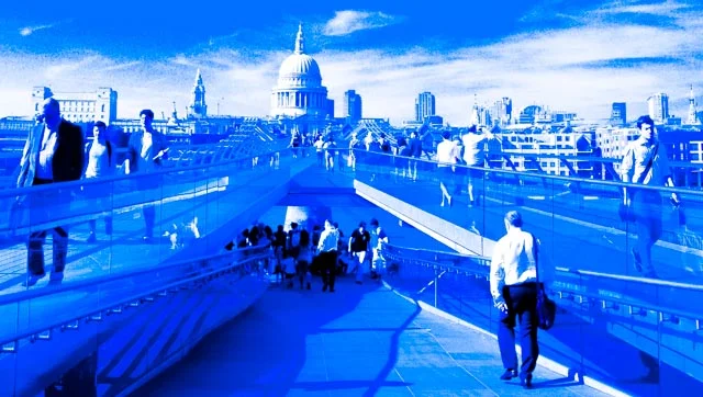London Millennium Bridge in Black and Blue