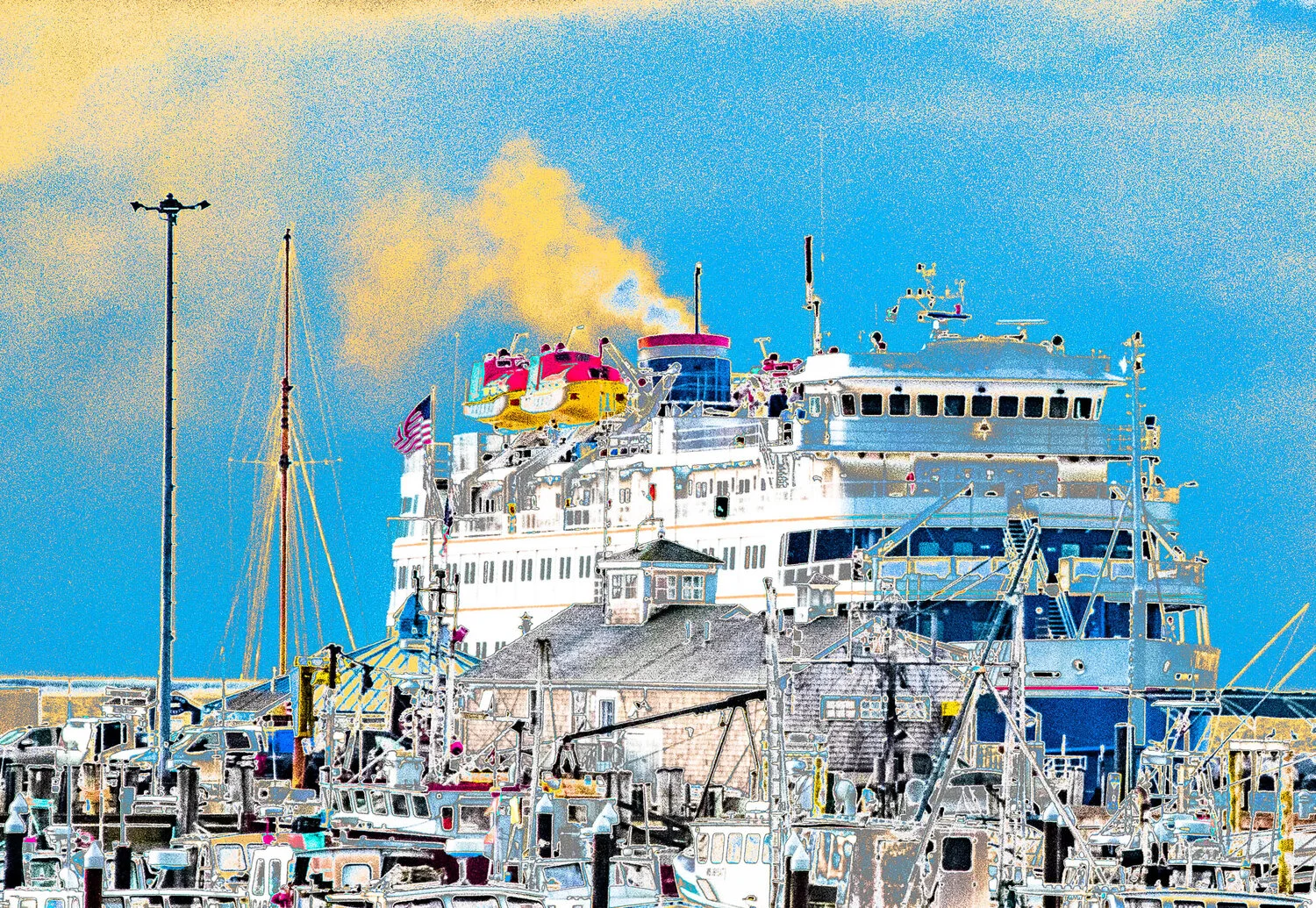 Provincetown Cruise Ship with Yellow Smoke