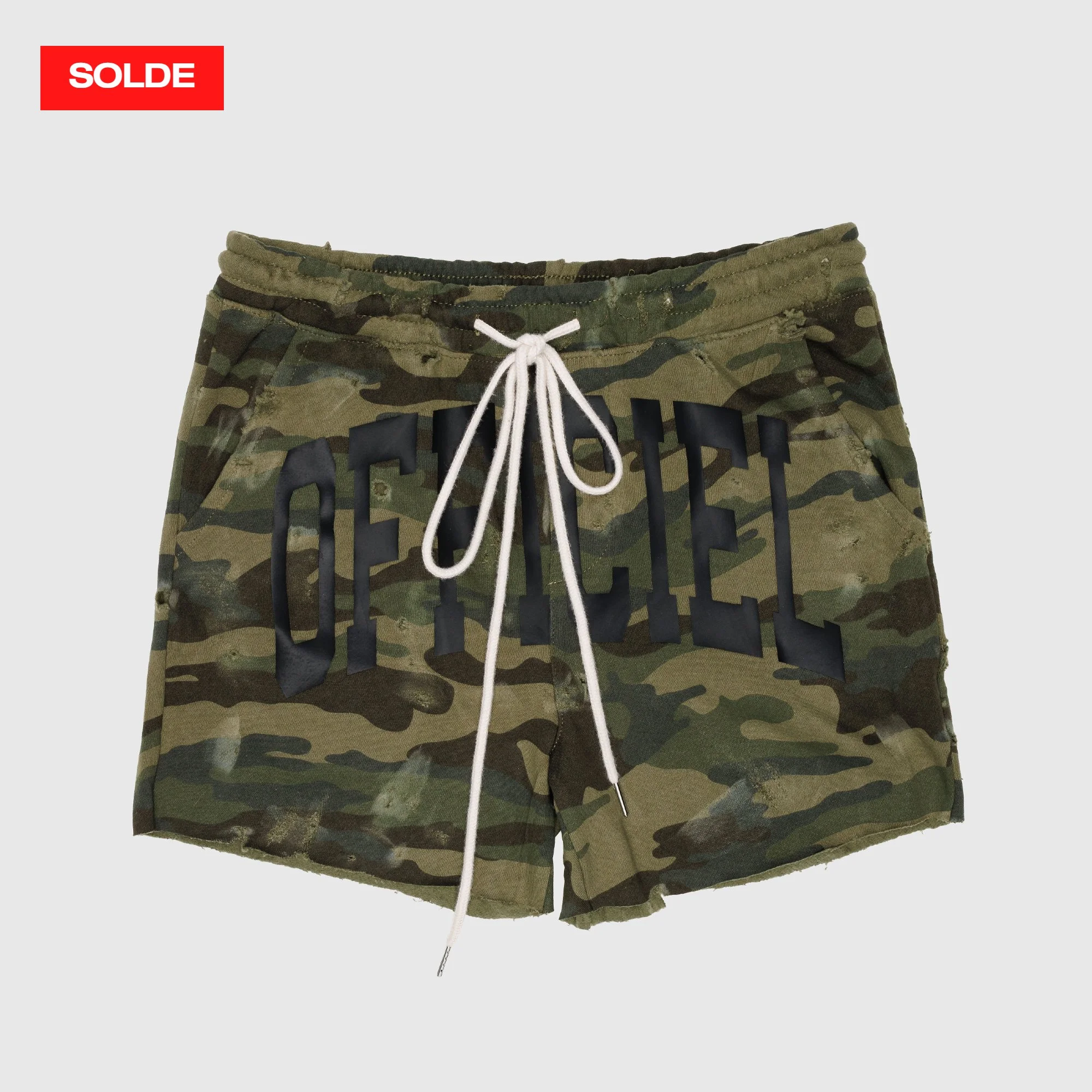 20% OFF - DISTRESSED CAMO SHORTS