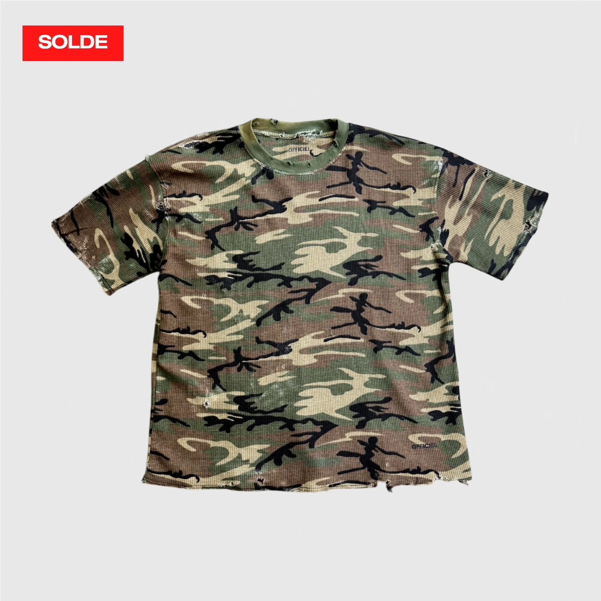 20% OFF - DISTRESSED CAMO THERMAL TEE