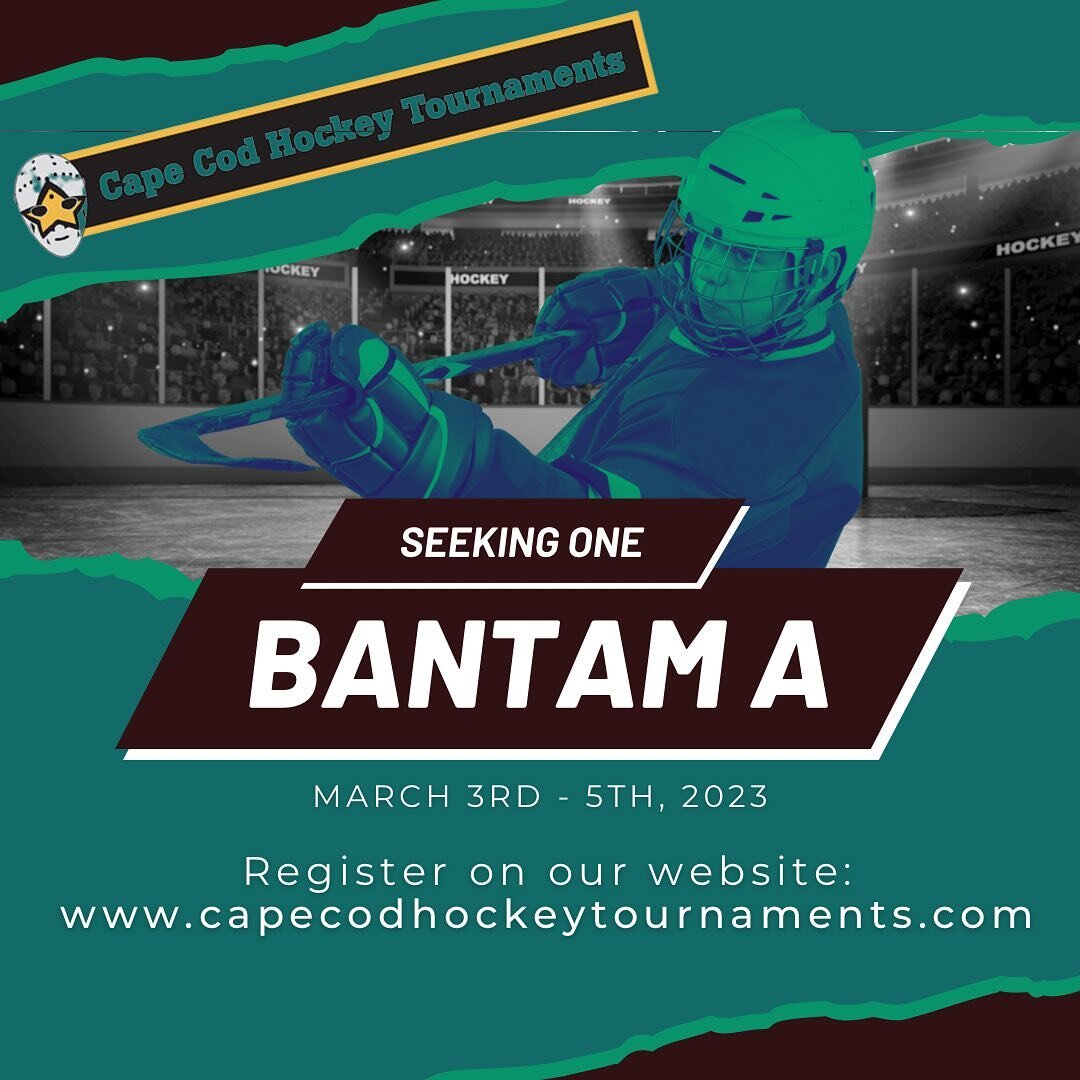 You don&rsquo;t wanna miss this! 
We are seeking ONE Bantam A for the upcoming Shamrock Showdown! ☘️ 🏒 

Register online! ✅ 

#capecodhockeytournaments #hockey #capecodhockey #capecod #capecodfun #icehockey #fun #nhl #tournaments #linkinbio #ccht