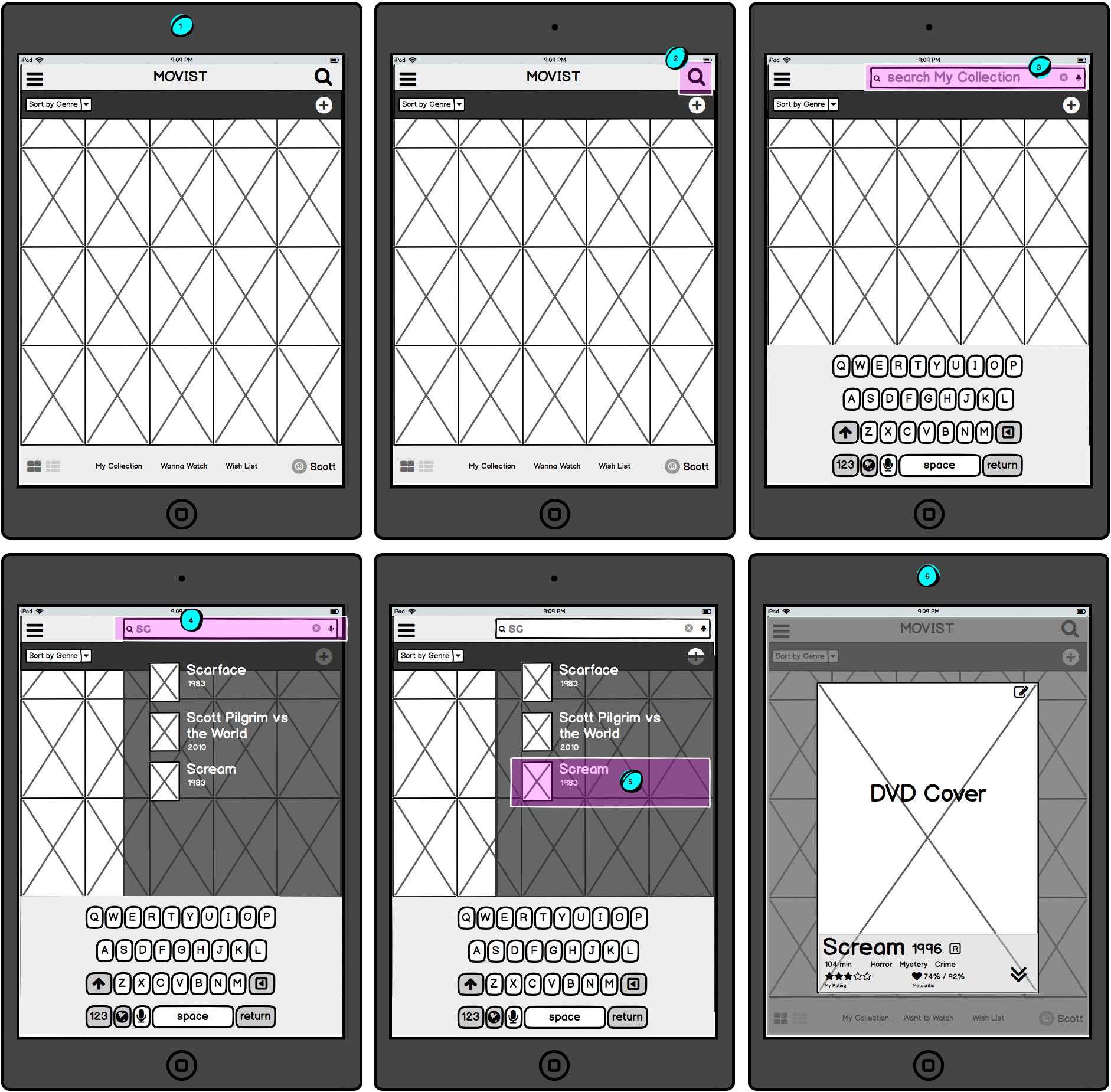  Wireframes: Searching Collection 