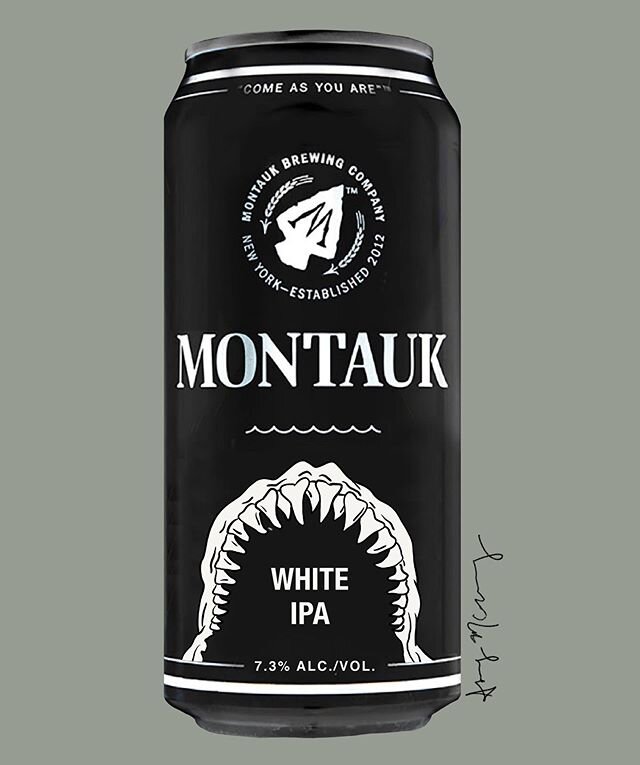 First beer can design for the @montaukbrewco contest!! (More to come 👩🏼&zwj;🎨) #WhiteIPA #StayWhereYouAre #Montauk #AloneTogether 🦈 🍺 #NOMNOM