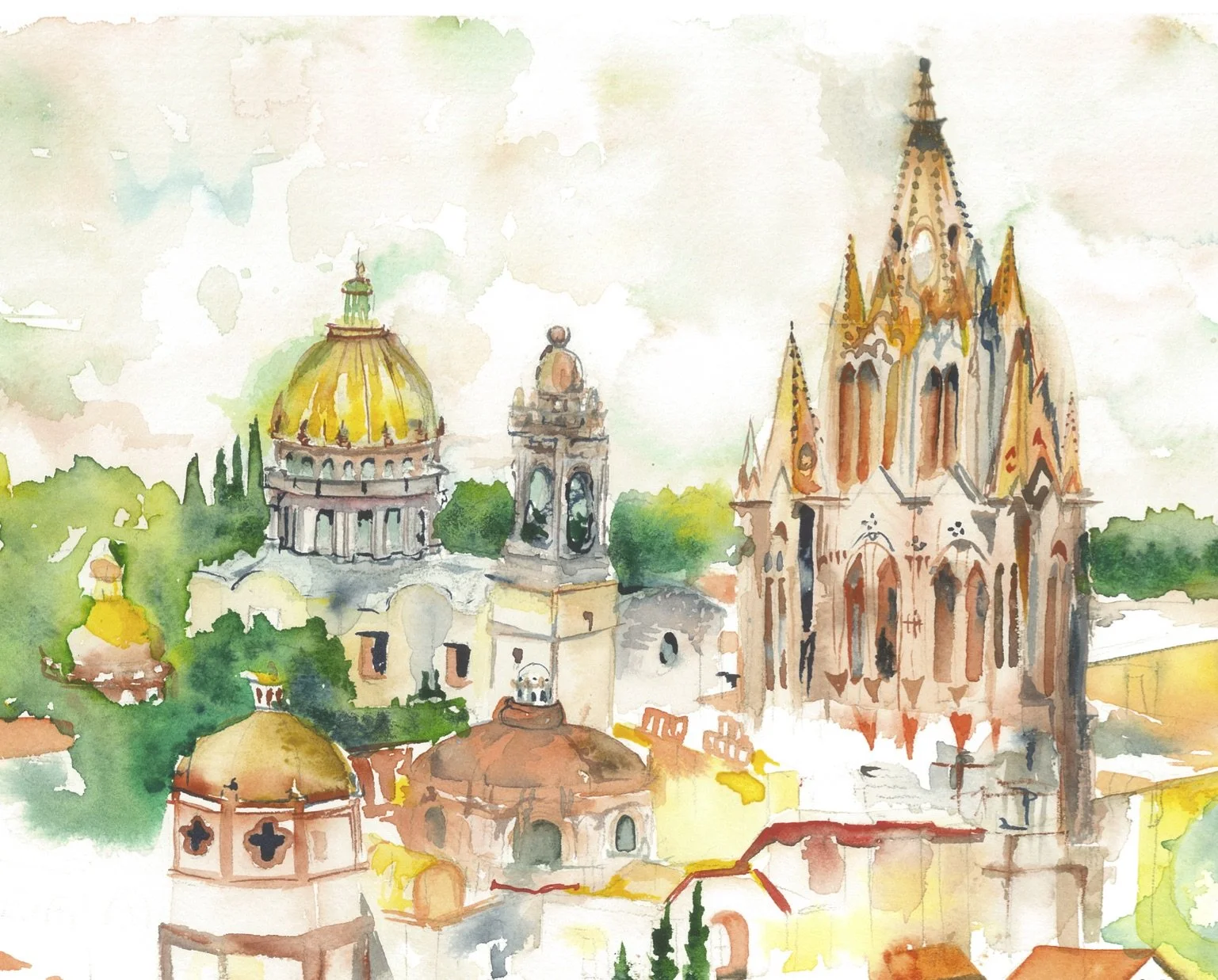 Impression de carte de San Miguel de Allende, carte de voyage de San