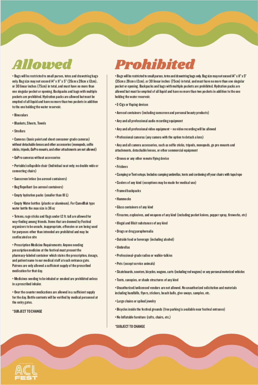 ALLOWED/PROHIBITED ITEMS