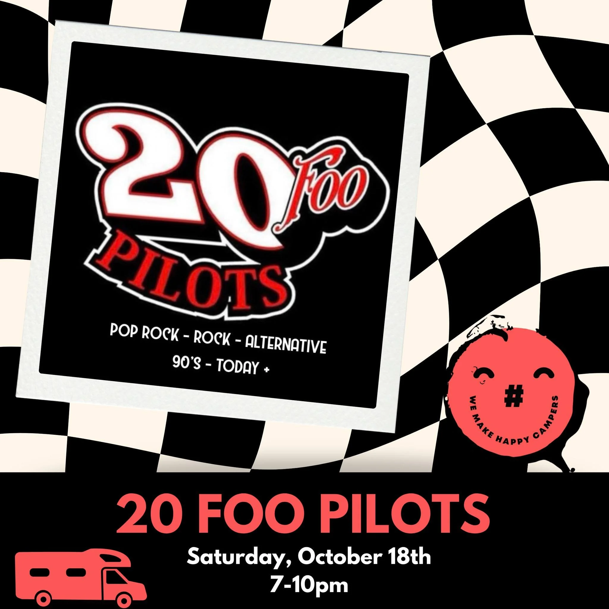 20 FOO PILOTS is BACK with their pop rock, rock, and alternative hits Saturday night 🎸✨

Live music 7-10pm. 21 &amp; over.
60 taps, beer, cider, prosecco, cans galore, liquor, indoor beer trailer bar &amp; outdoor Flamingo trailer bar, tasty treats,