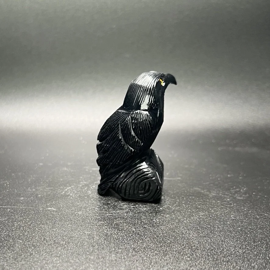 Small Onyx Carved Raven — Boyden Cavern