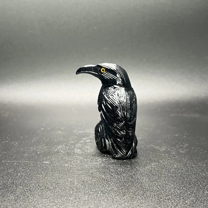 Small Onyx Carved Raven — Boyden Cavern