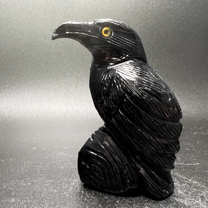 Small Onyx Carved Raven — Boyden Cavern
