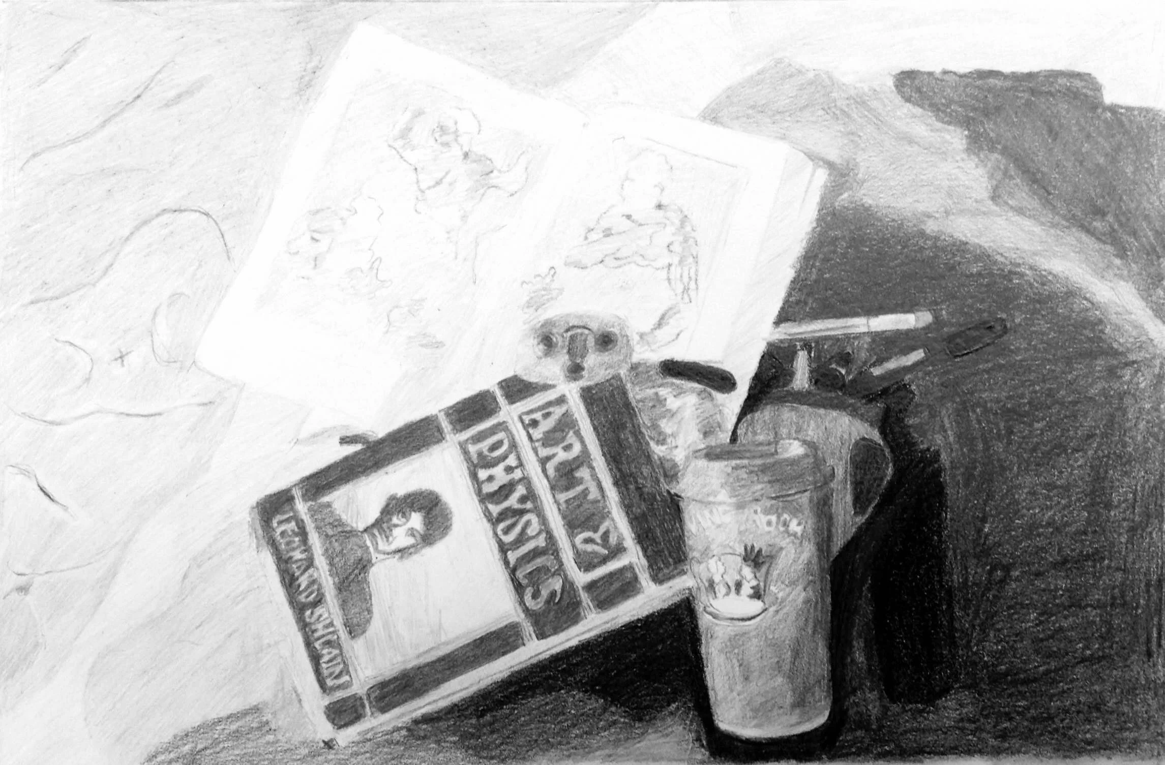  Self Portrait  Lead Etching, 2015  A class assignment to take a collage photo of the artist everyday things or objects close to the artist. 