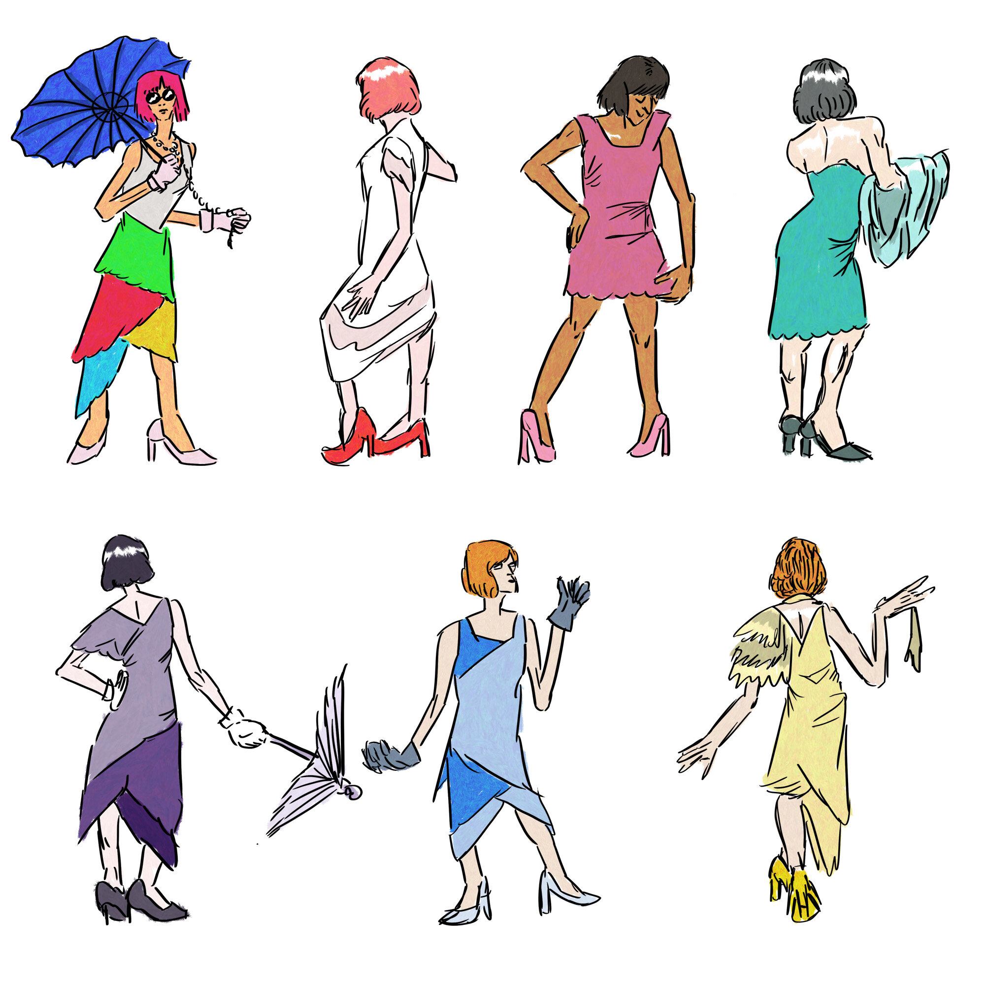 Show Up Show Off Digital Media, 2020 Digital Life drawings in a collage.
