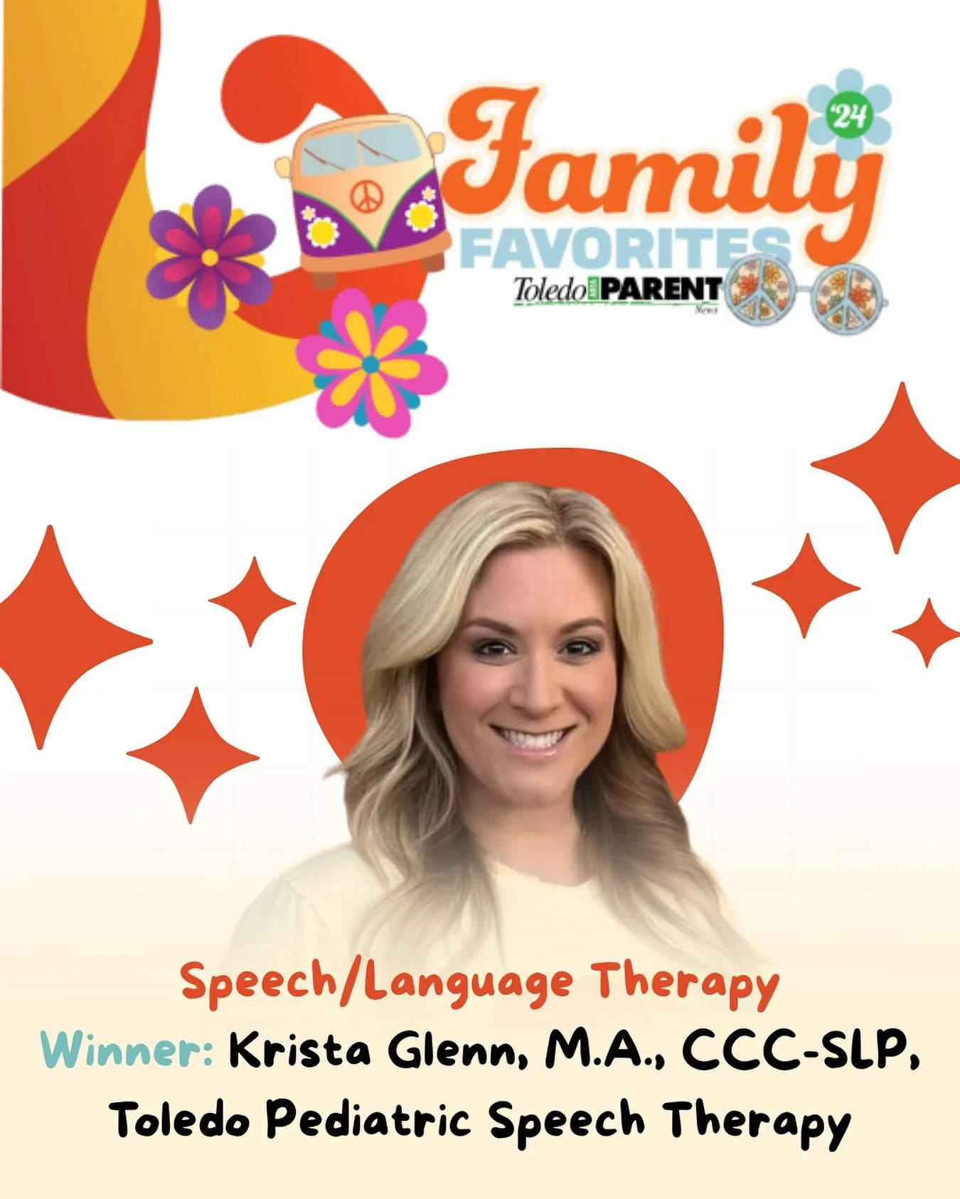 We are so proud to announce one of our star speech pathologists, Krista Glenn, won Favorite Speech/Language Therapist in the Toledo area by the Toledo Parent newspaper @toledoparent ! If you&rsquo;ve worked with Krista, you know how awesome she is bo
