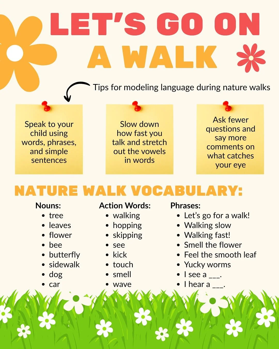 A nature walk provides an engaging and fun environment to practice speech and language skills! Try going for a walk at one of our favorite metro parks below and see how many vocabulary words you can identify and try the gesture checklist! 

Shoutout 
