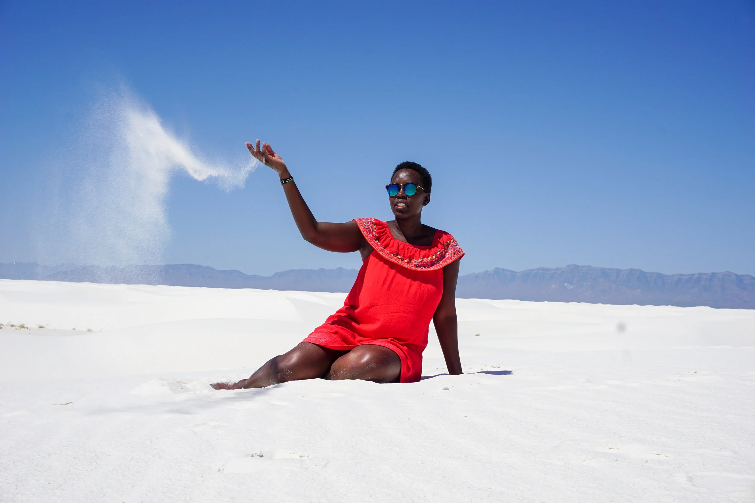 PLAYING WITH WHITE SAND IN NEW MEXICO