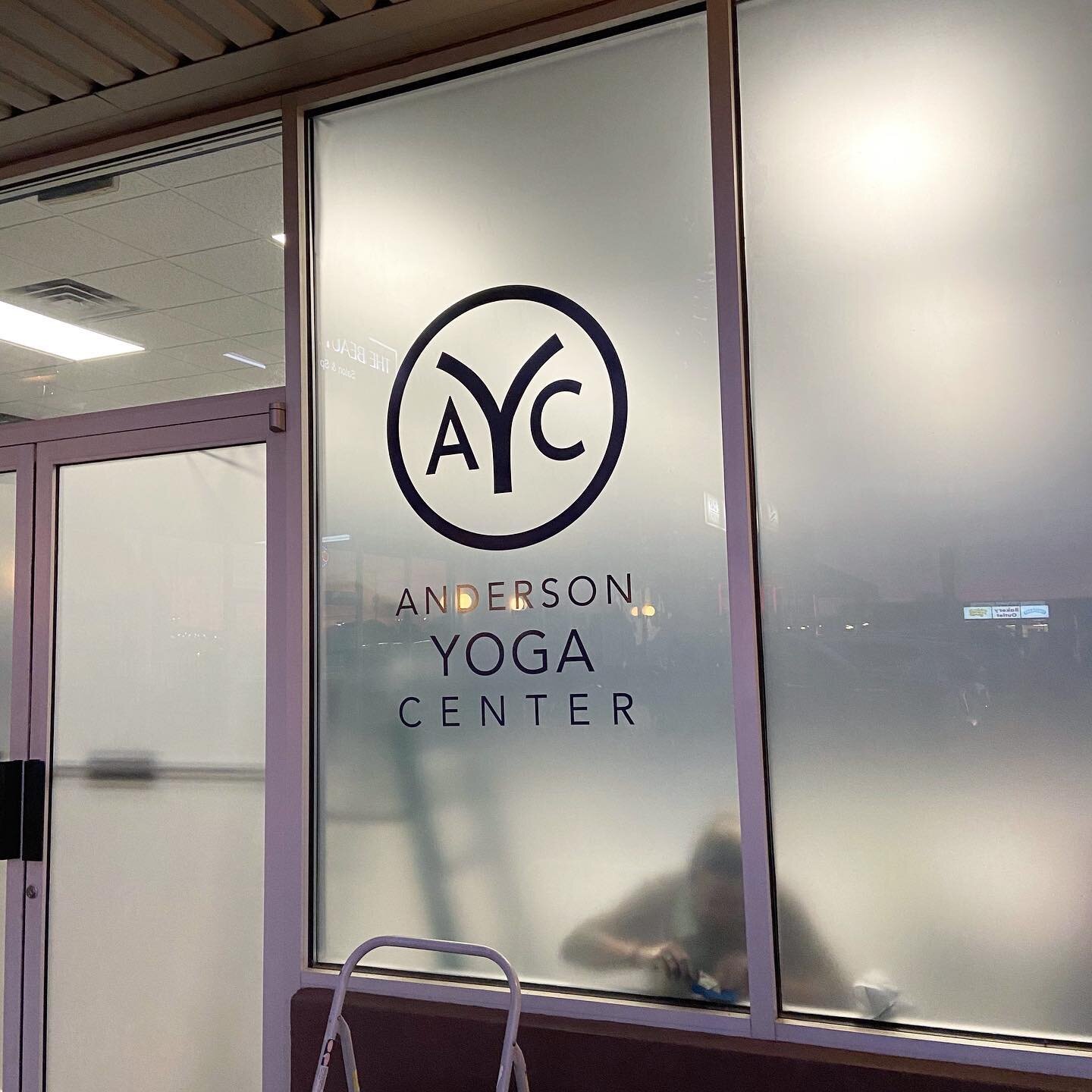 Flashback to a big window vinyl install we did before Christmas! This was a big, challenging, exciting job that we were proud to see completed. Thanks for trusting us with this one, Anderson Yoga Center!