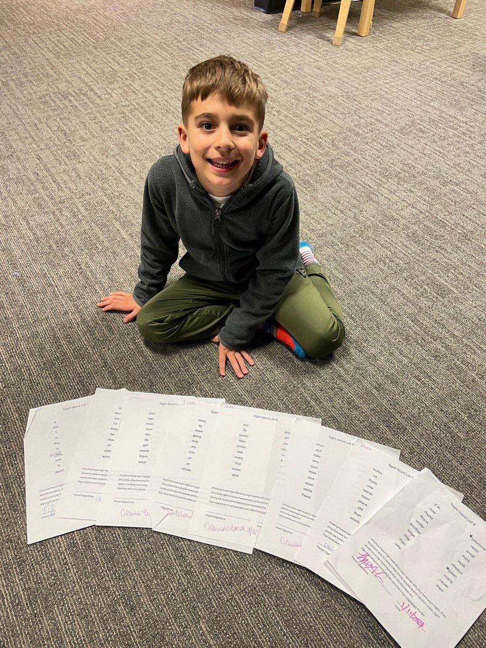 Isaac has mastered all 9 sight word list!