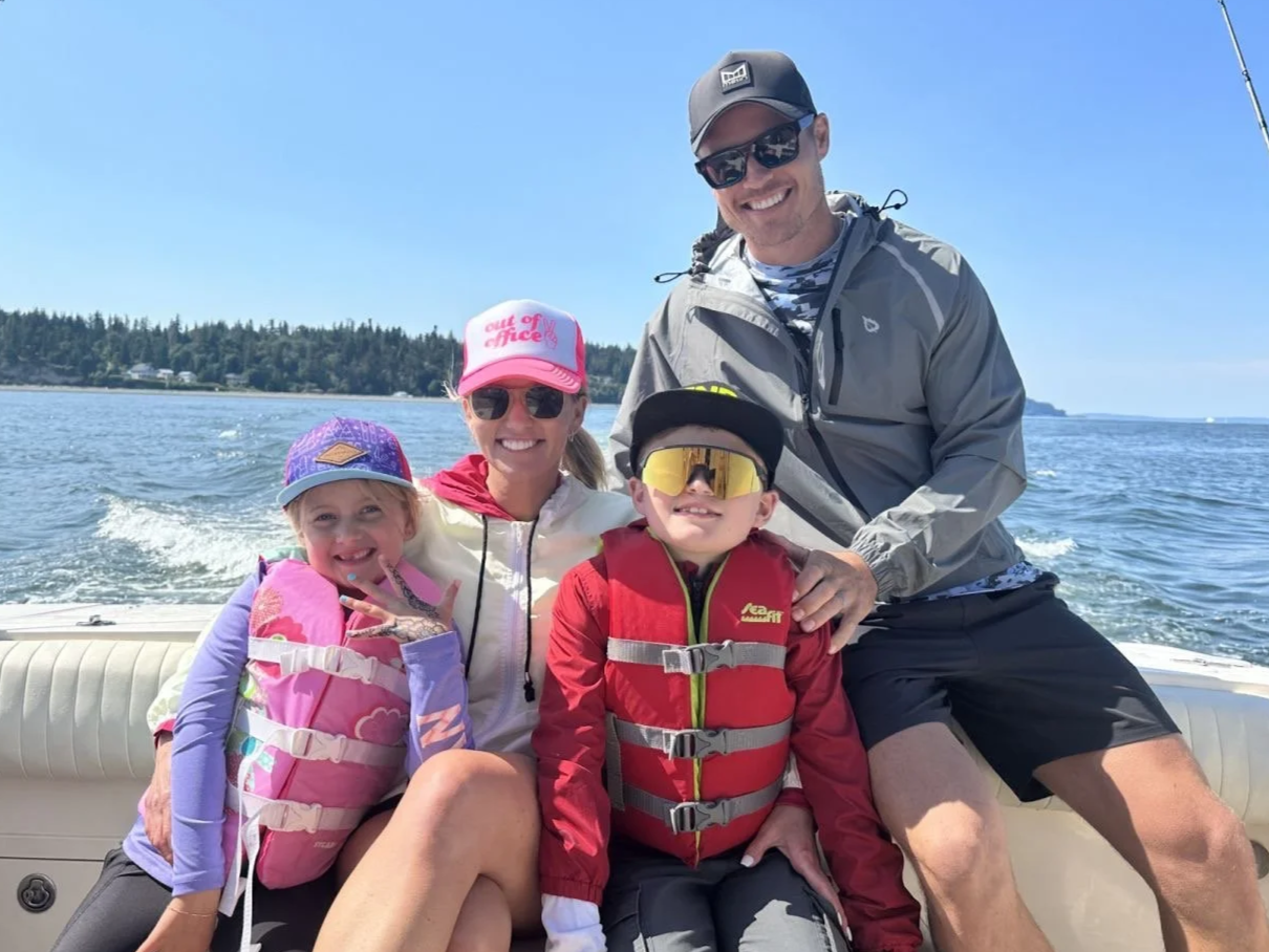 a family having a great day on the water with Wind Knot guides evening trip
