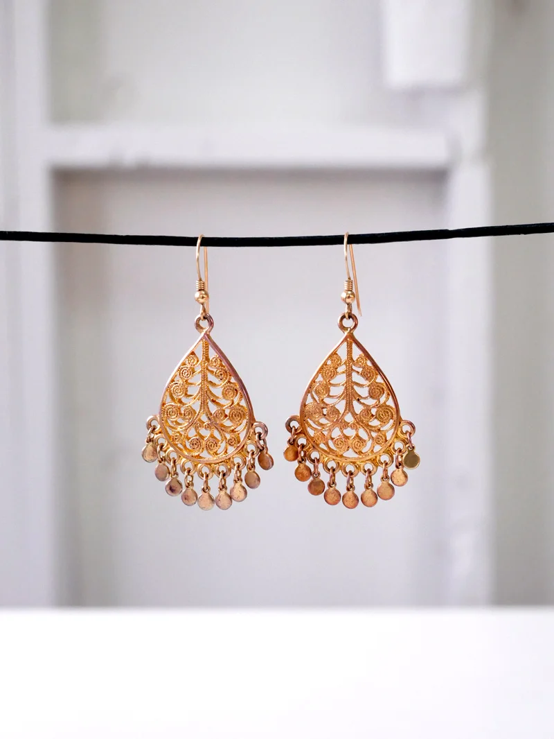 GOLD FILAGREE CHANDELIER EARRINGS - FROM BUENOS AIRES