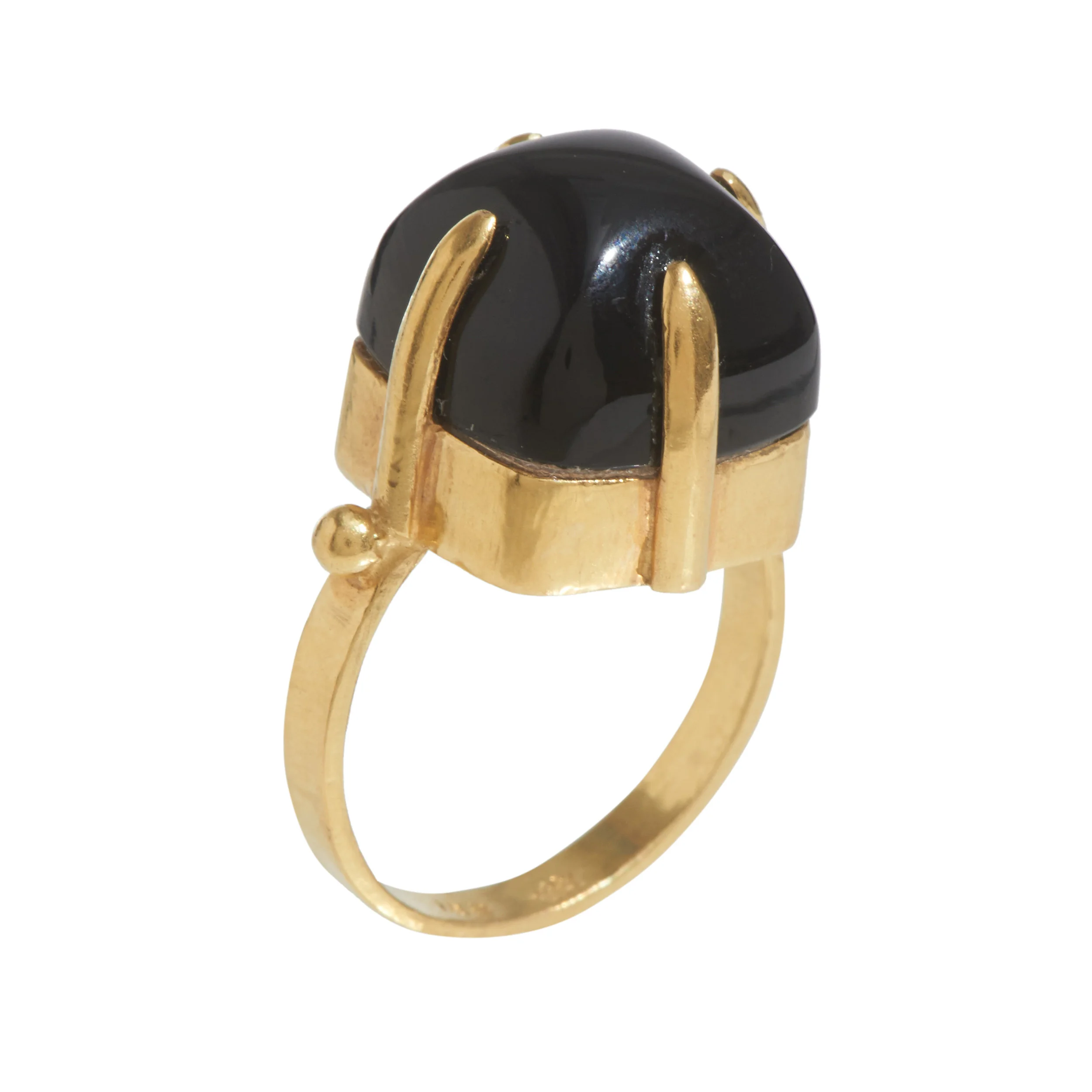 18K Black Onyx Crown Ring
