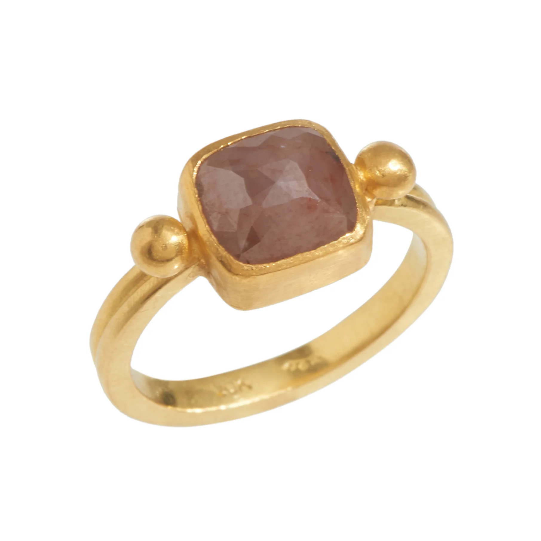 20K Rustic Peach Rose Cut Diamond Ring