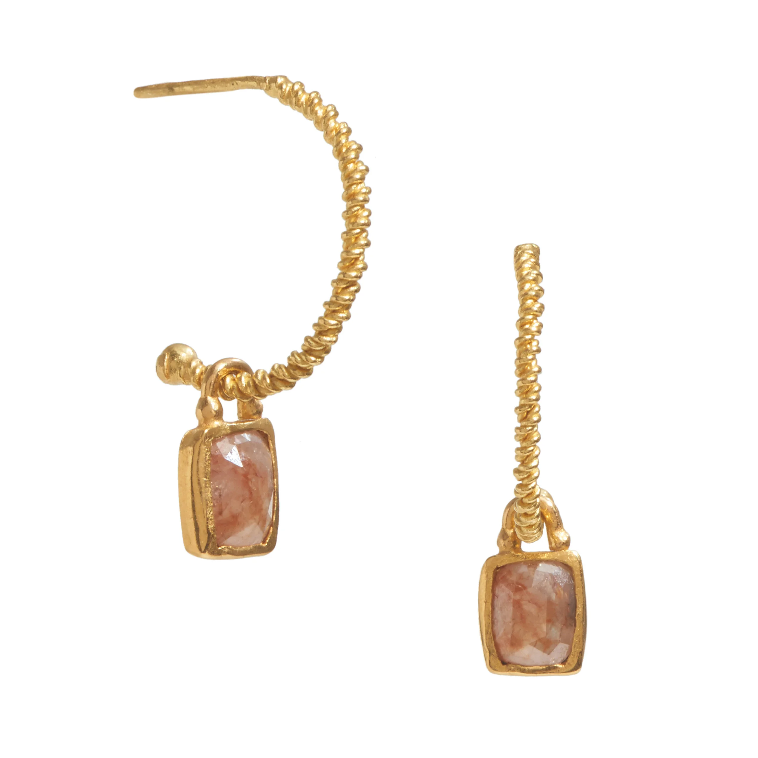 20K Twist Mini Hoops with Peach Diamond