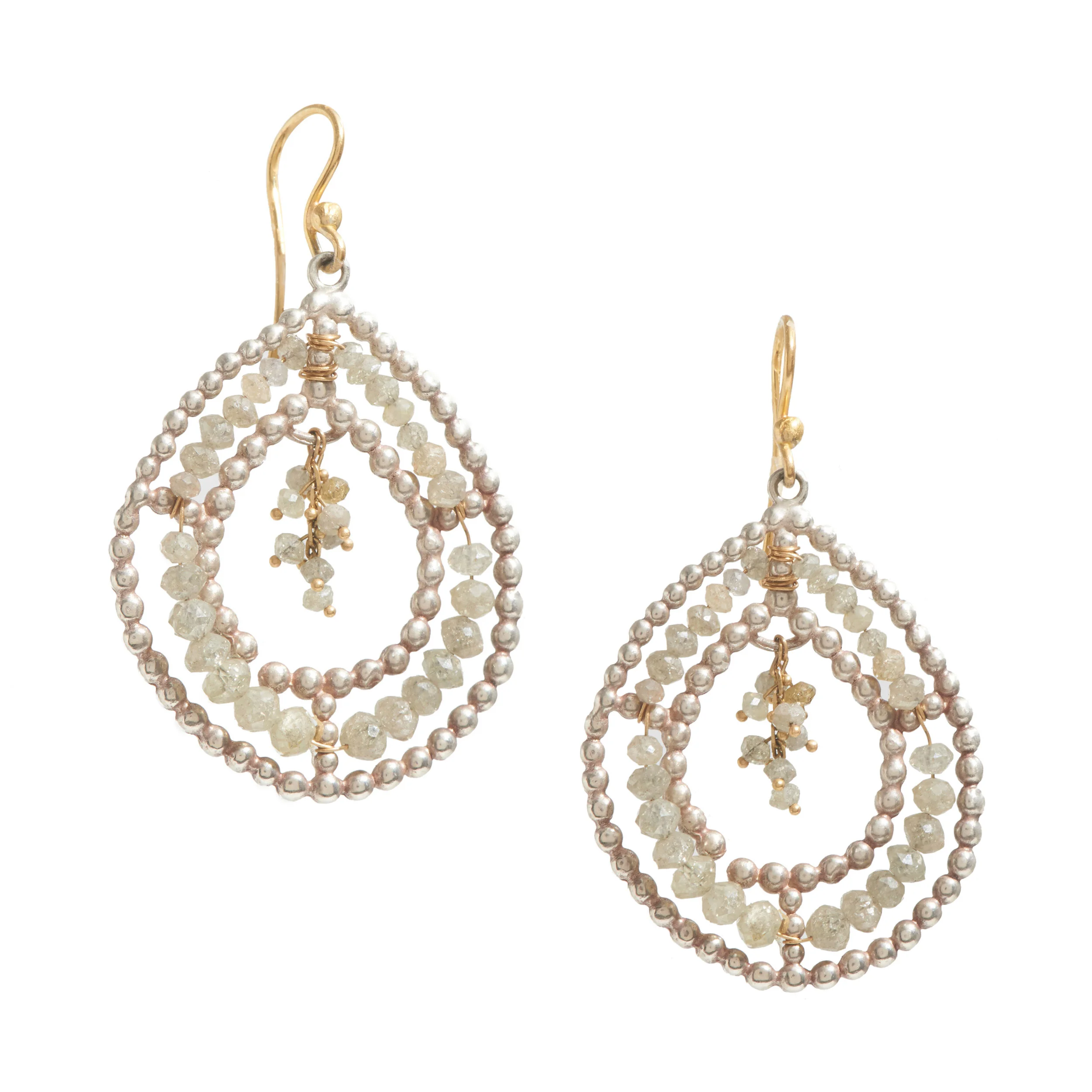 Sterling and 20K Gold Mandala with Grey Diamonds