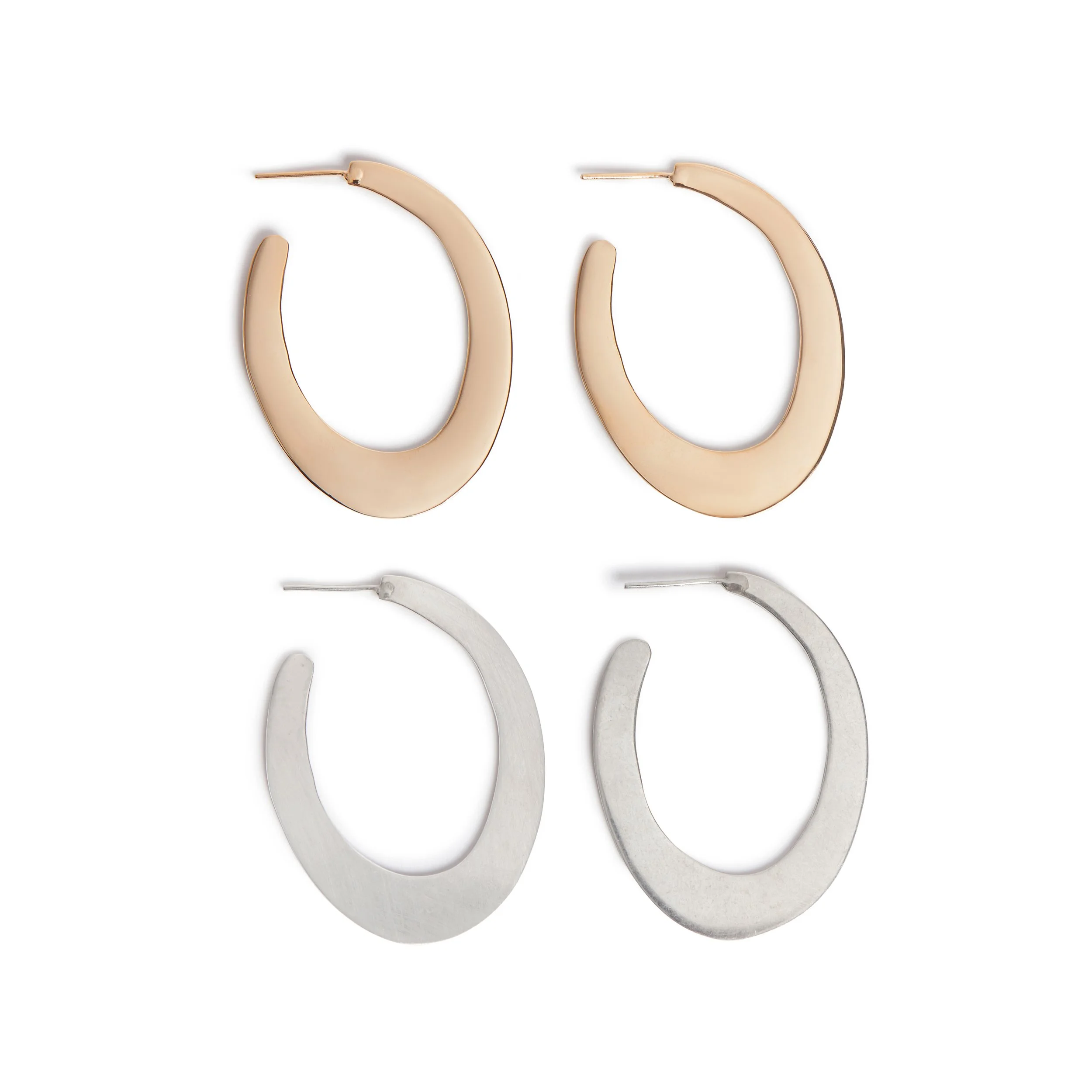 10k and Sterling Silver Mod Hoop Earrings