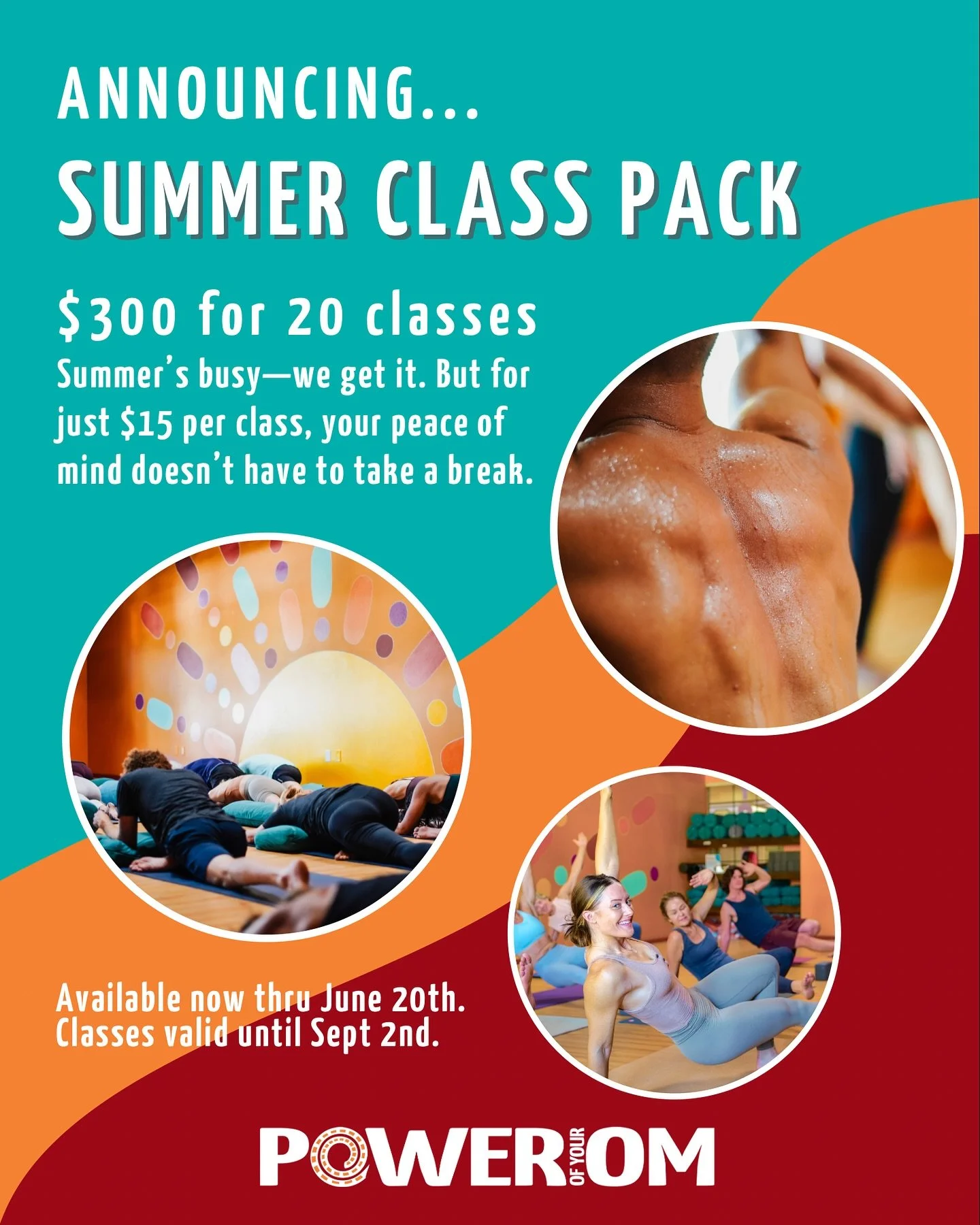 We get it&mdash;summer gets hectic. But your routine (and your peace of mind) doesn&rsquo;t have to take a vacation ☀️🏖️
 
That&rsquo;s why we&rsquo;re offering our limited-time Summer Class Pack&mdash;20 classes for just $300! That&rsquo;s only $15