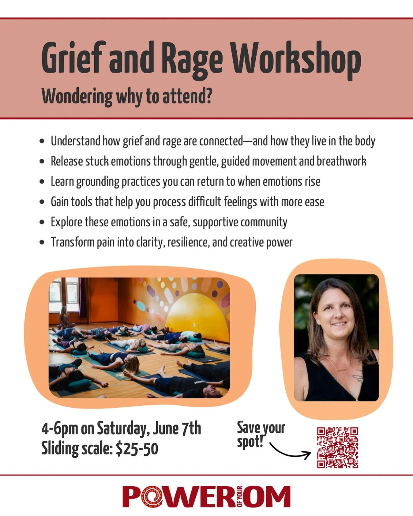 Join us one week from today for our Grief and Rage Workshop! Led by Kari O&rsquo;Driscoll, we&rsquo;ll stretch, breathe, reflect, and reconnect 🌀 You&rsquo;ll leave with tools to process grief and rage as they come, so you can meet the world with mo