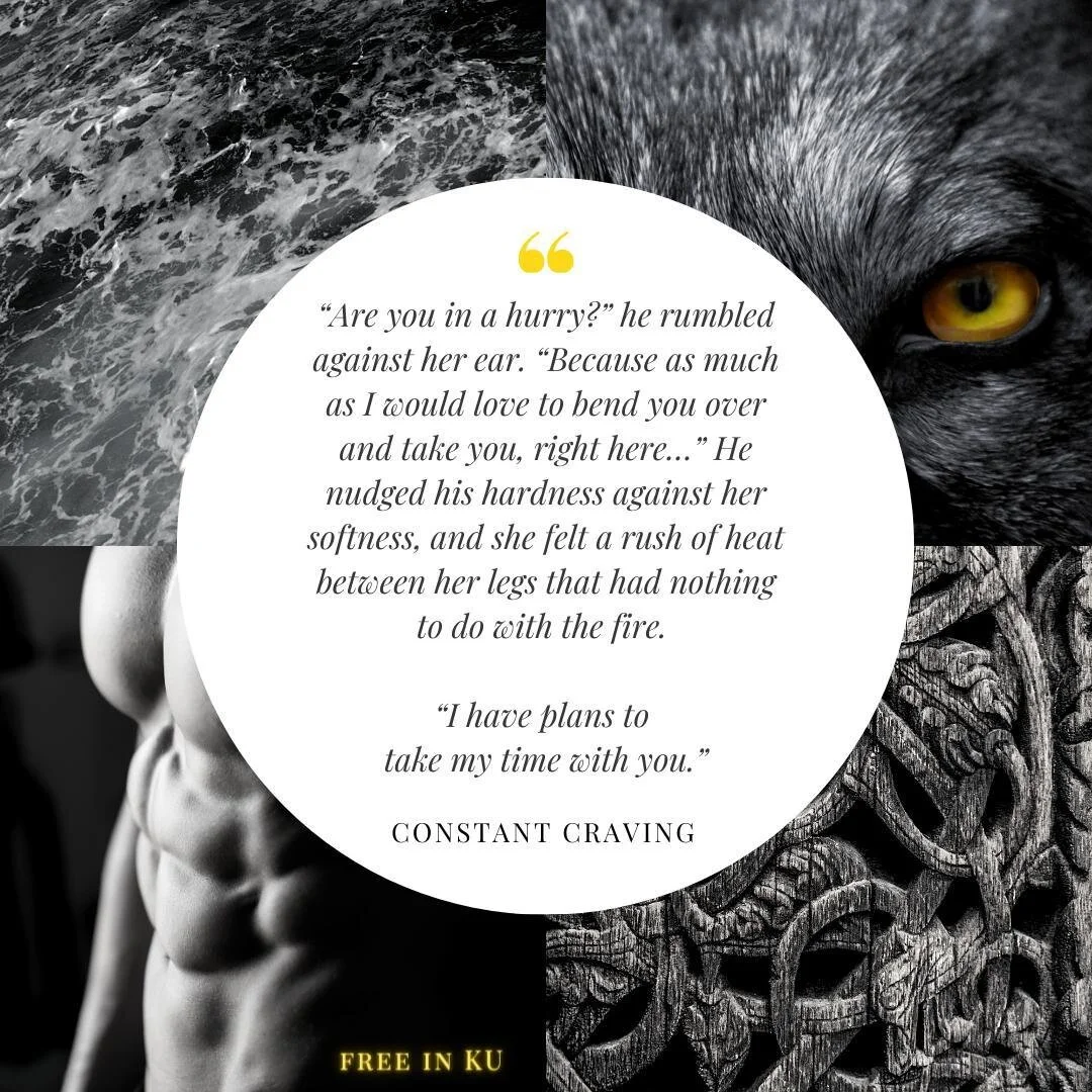 FREE IN KU!⁠
Get this sexy Viking mercenary shifter romance to see how Wulf just⁠
TAKES...⁠
HIS...⁠
TIME...⁠
with Constance, the beautiful witch he's supposed to be hunting.⁠
http://bit.ly/constantcraving⁠
#paranormalromance #sexyromance #vikingroman