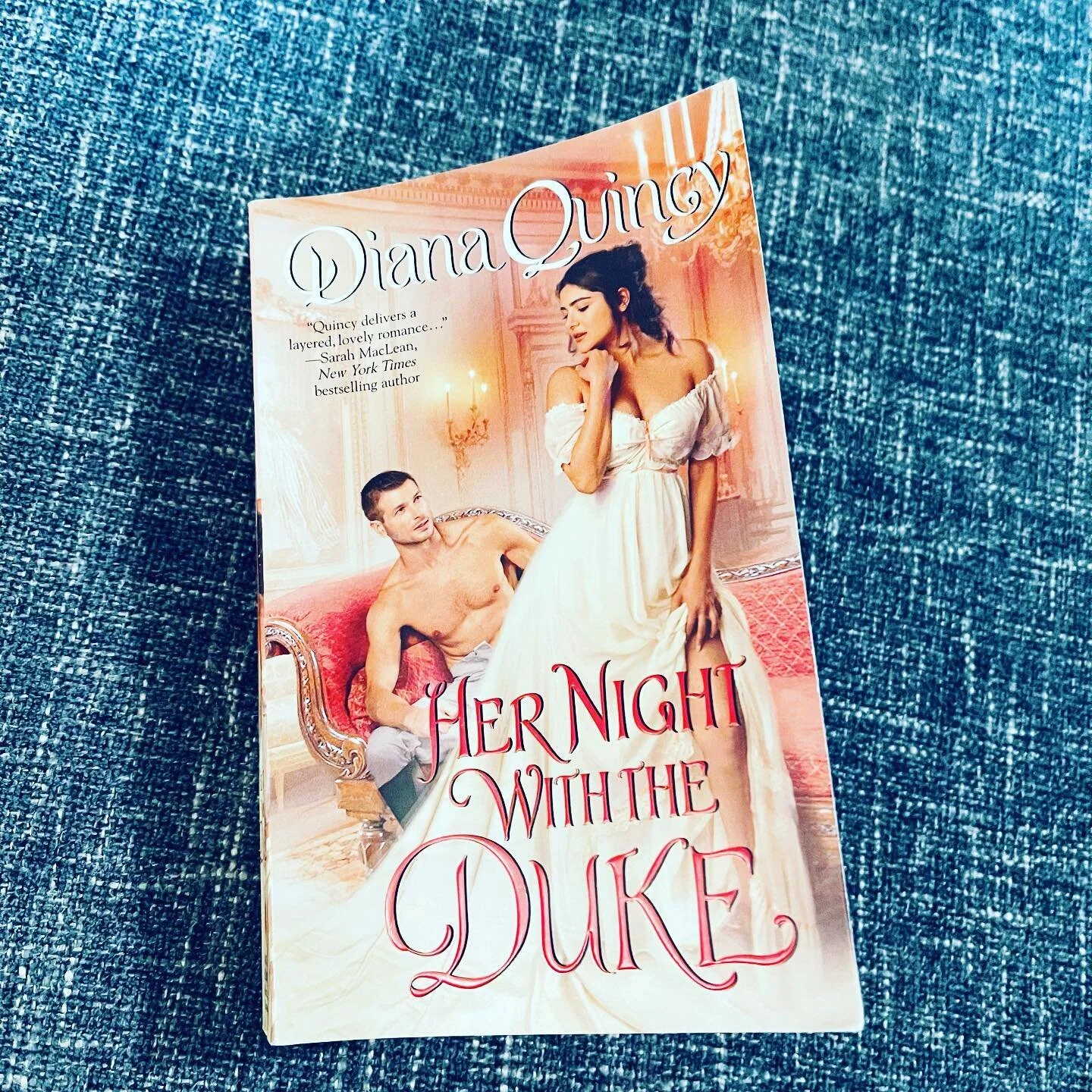 Diana Quincy&rsquo;s Her Night With the Duke. 
My kindle died 😭 so I&rsquo;m reading some of my TBR hard copies. Her Night With the Duke was a surprising historical that was both gentler and more surprising than I was expecting. I haven&rsquo;t read