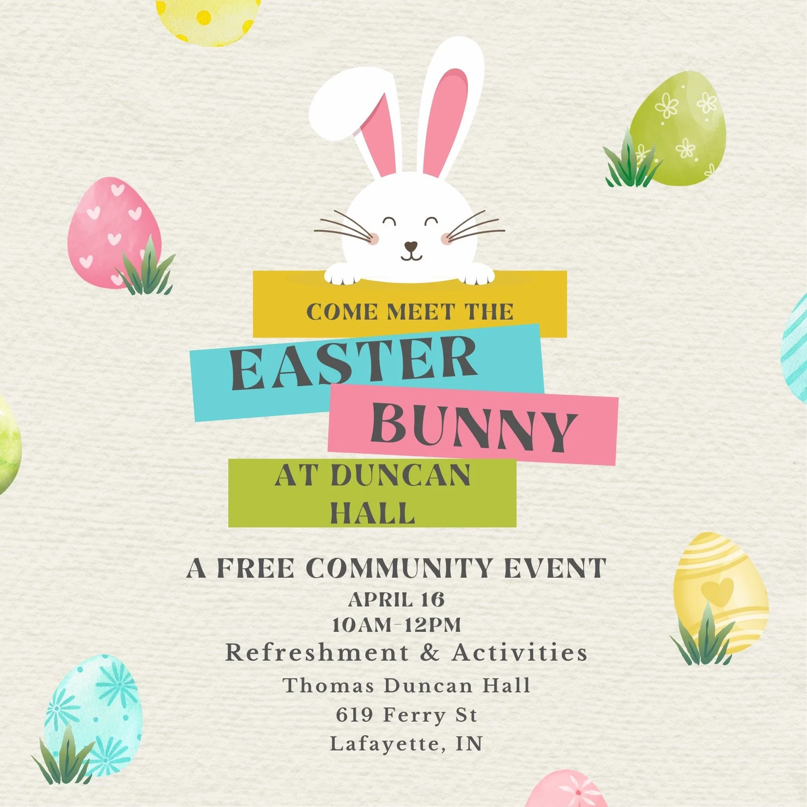 Meet the Easter Bunny at Duncan Hall