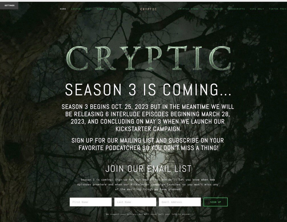 Just spending a few minutes updating the ol' website... Nothing to see here folks...

#Season3 #AudioDrama #Podcast #CrypticPodcast #Cryptic