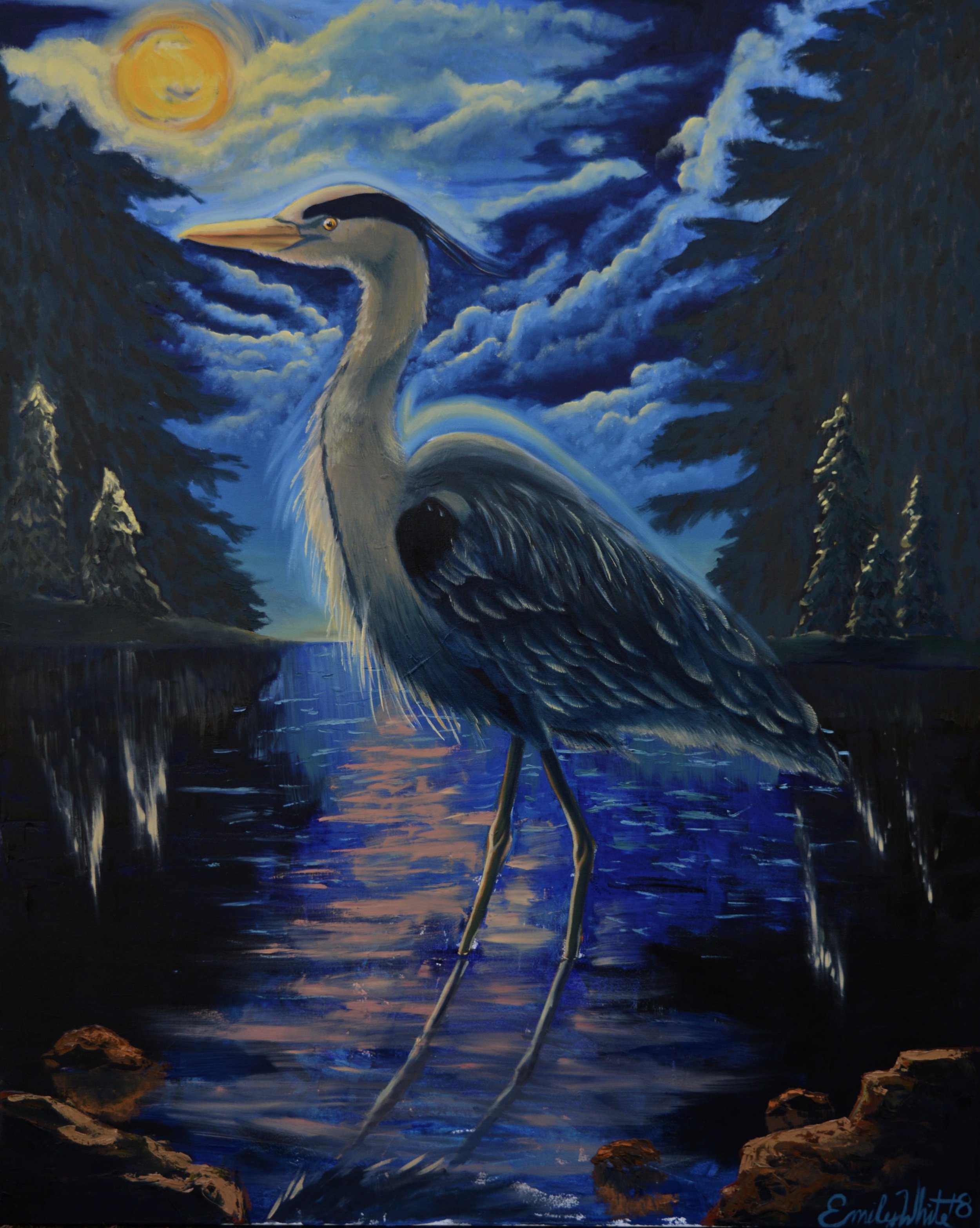 Moonlit Heron