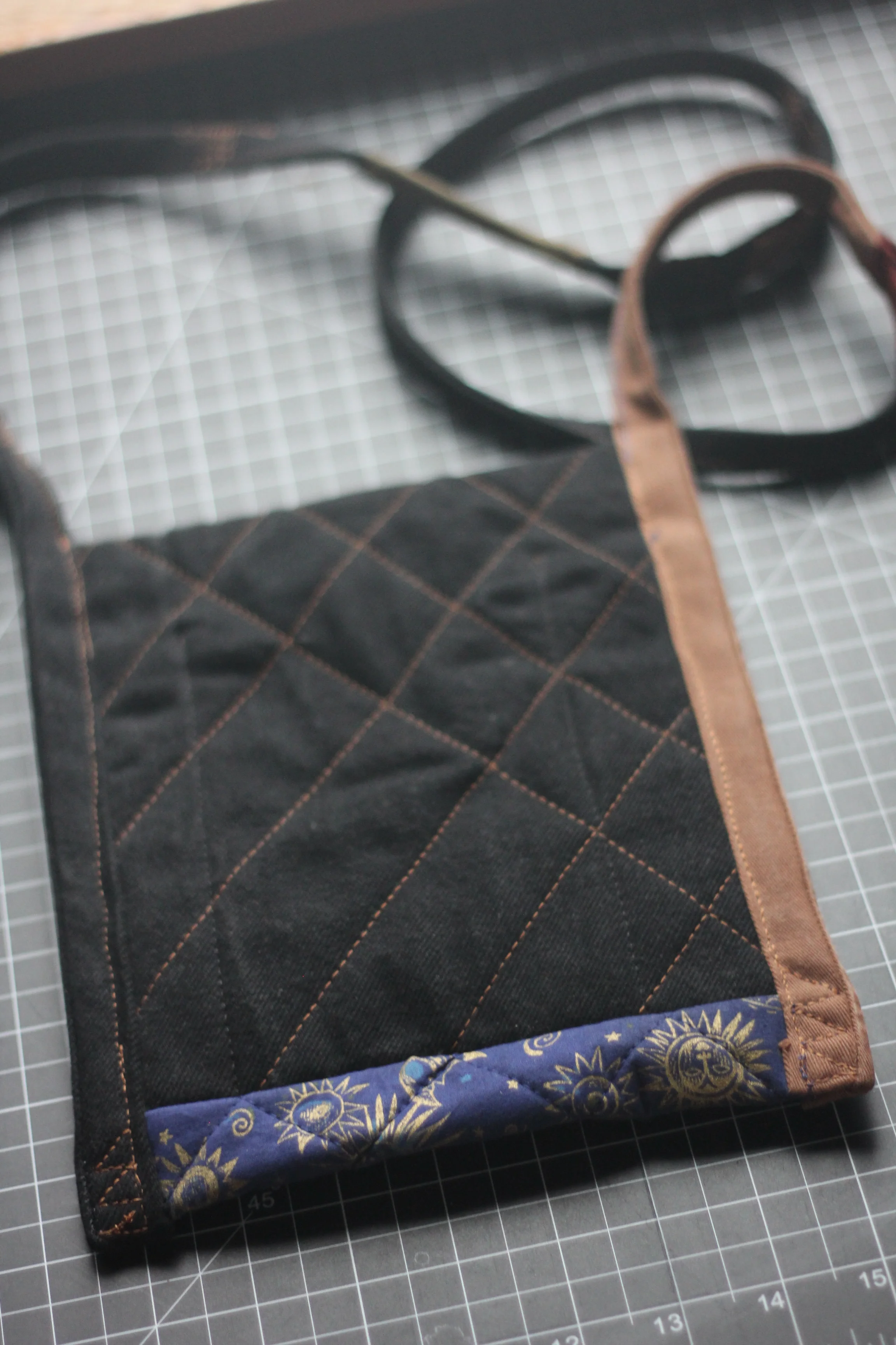 Sun, Moon & Stars - Quilted Passport Bag (detail)