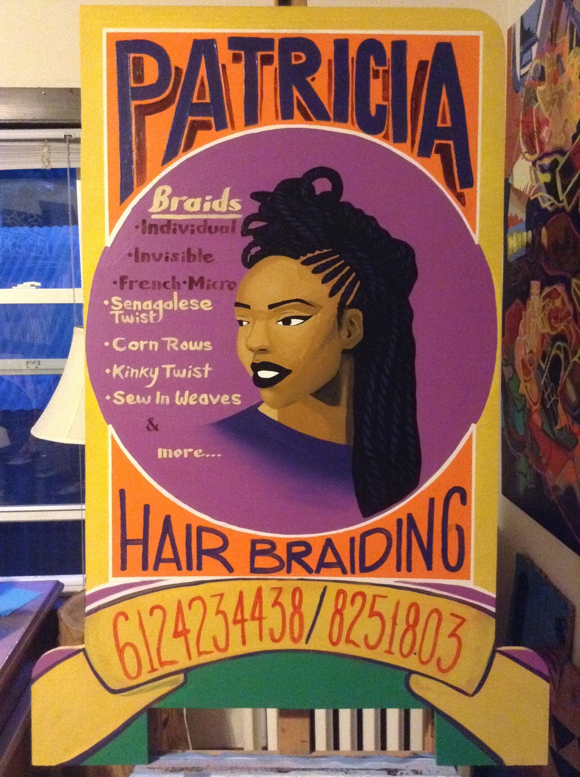 Patricia Hair Braiding (sandwich board)