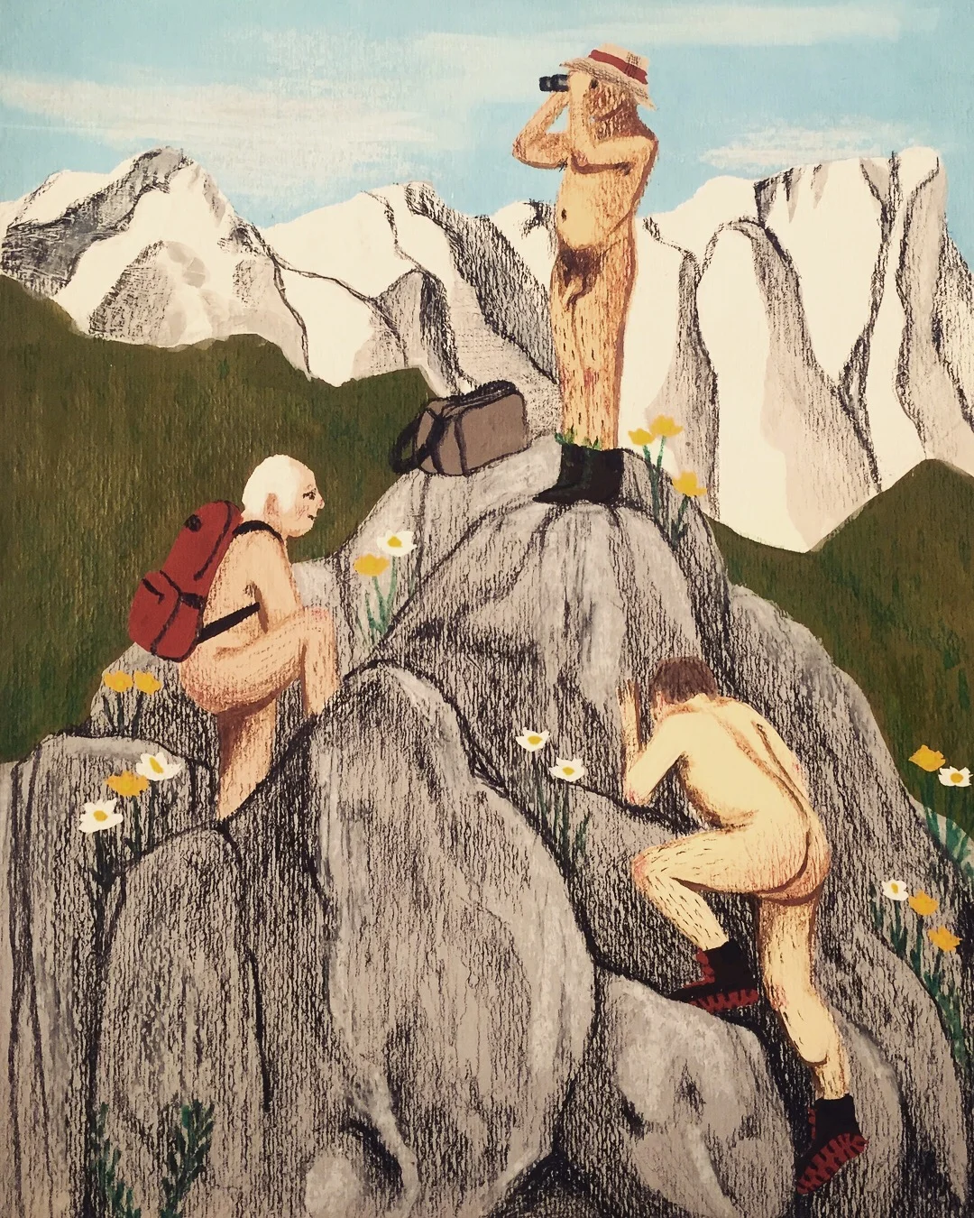  Mixed Media   An editorial piece based on an article about old, naked, white men hiking on the alps. Check it out on Vice.com! 