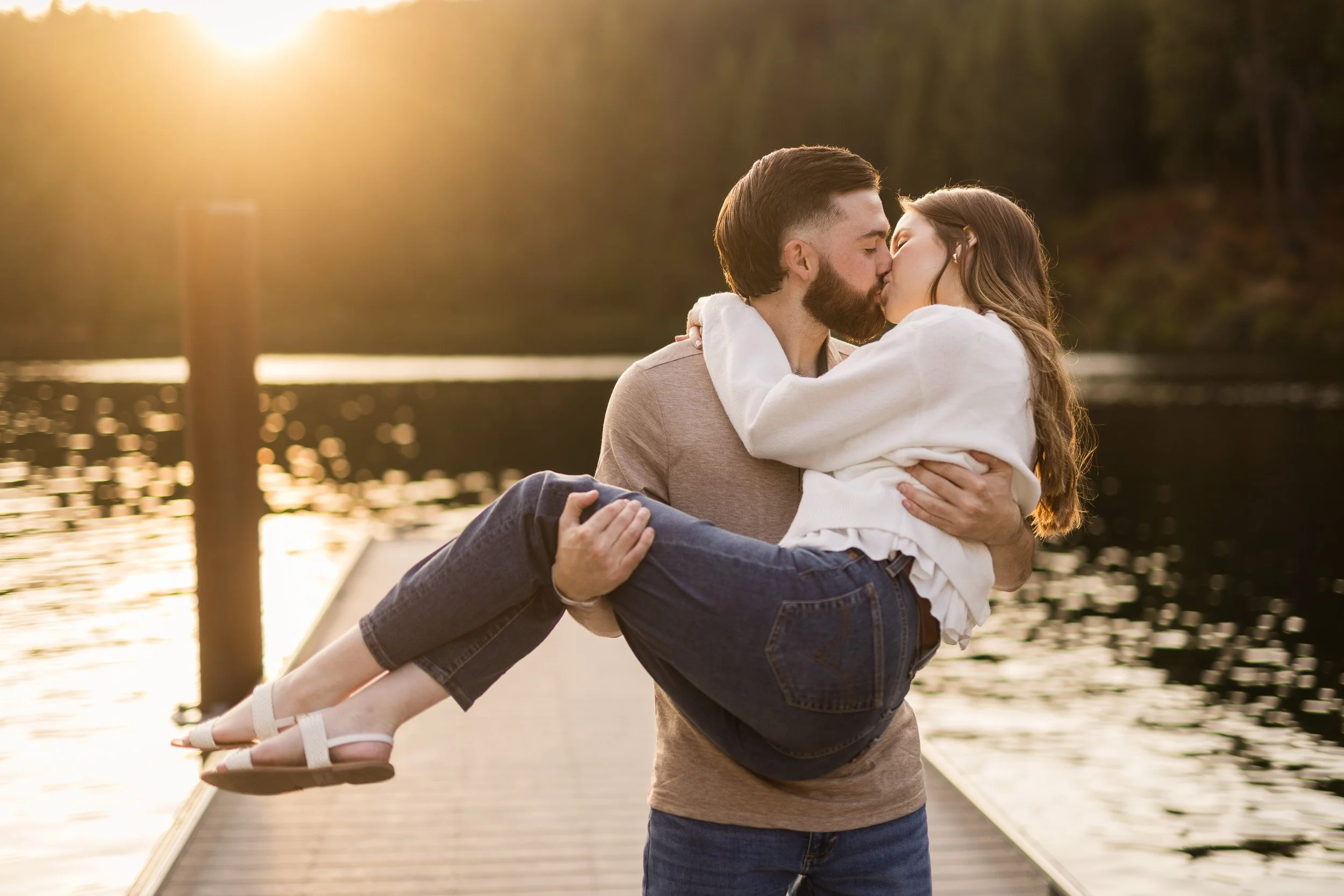 Emma and Rainer's Engagement Photos in Farragut State Park