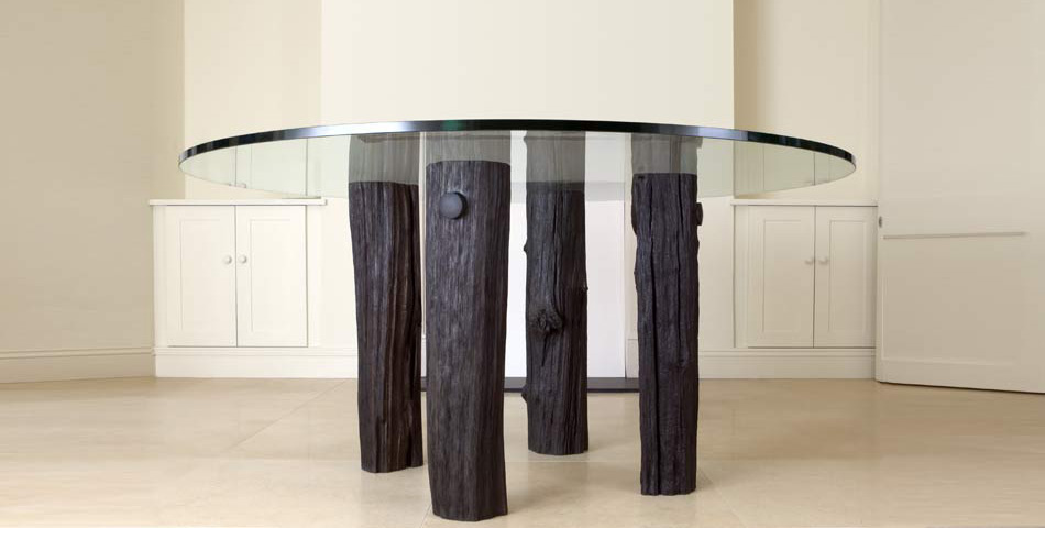 Bog oak and Glass Table