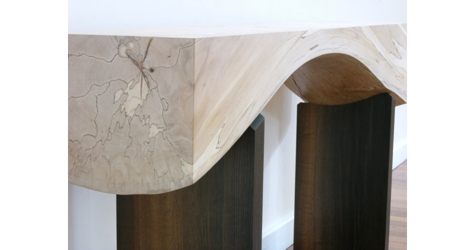 Spalted Beech and Bog Oak Natural Arch Console Table