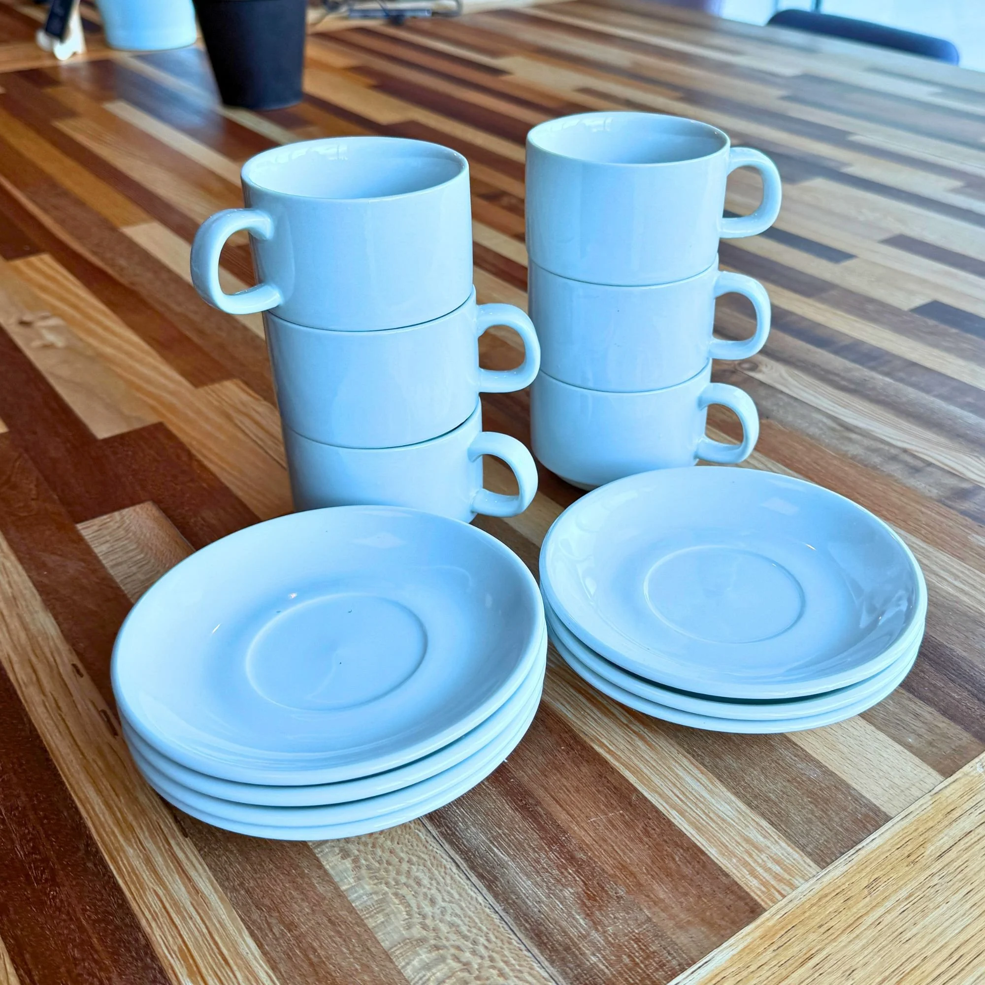 70 - Athena Hotel ware White Stacking Cups & Saucers