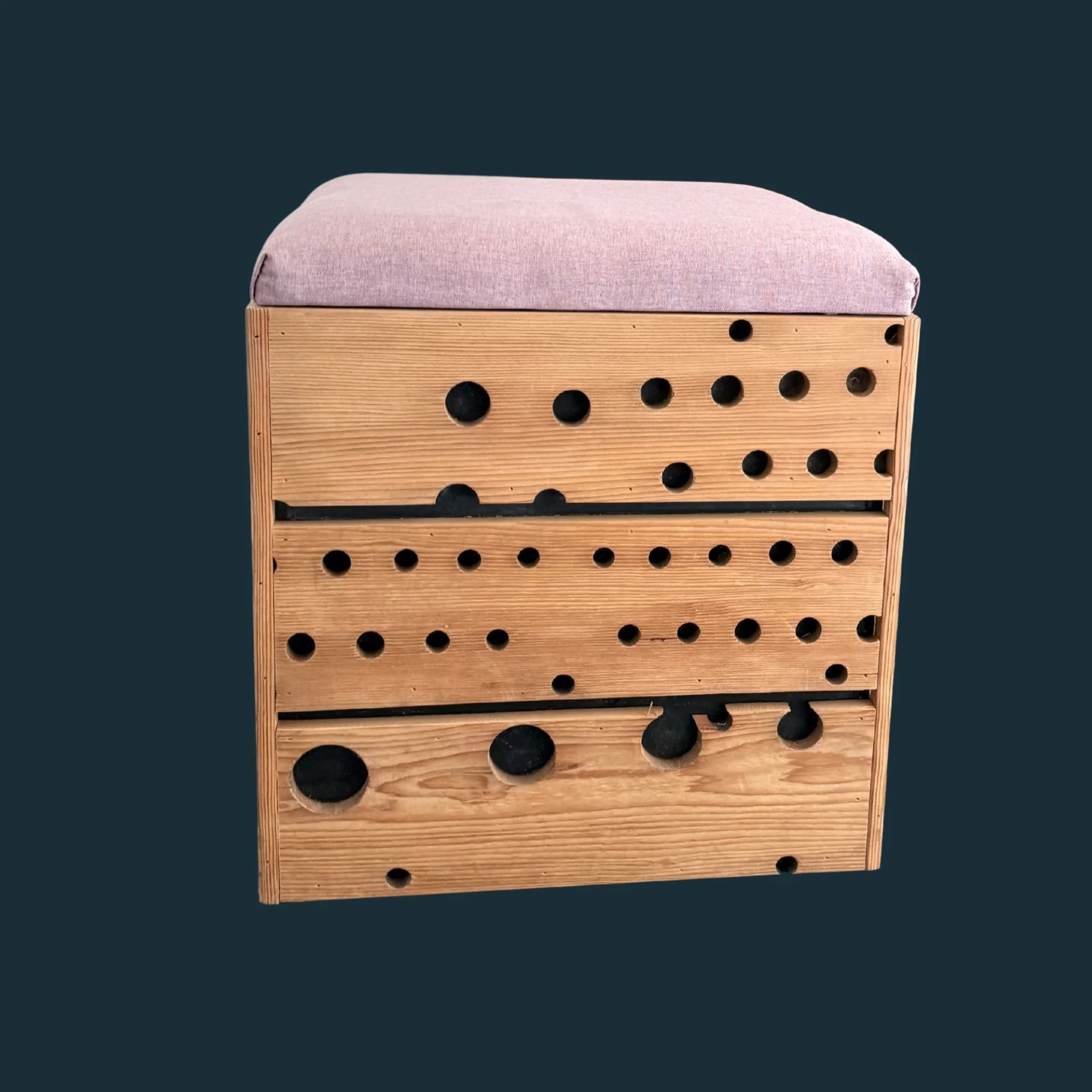 Bespoke storage stool handmade by Chissock Woodcraft