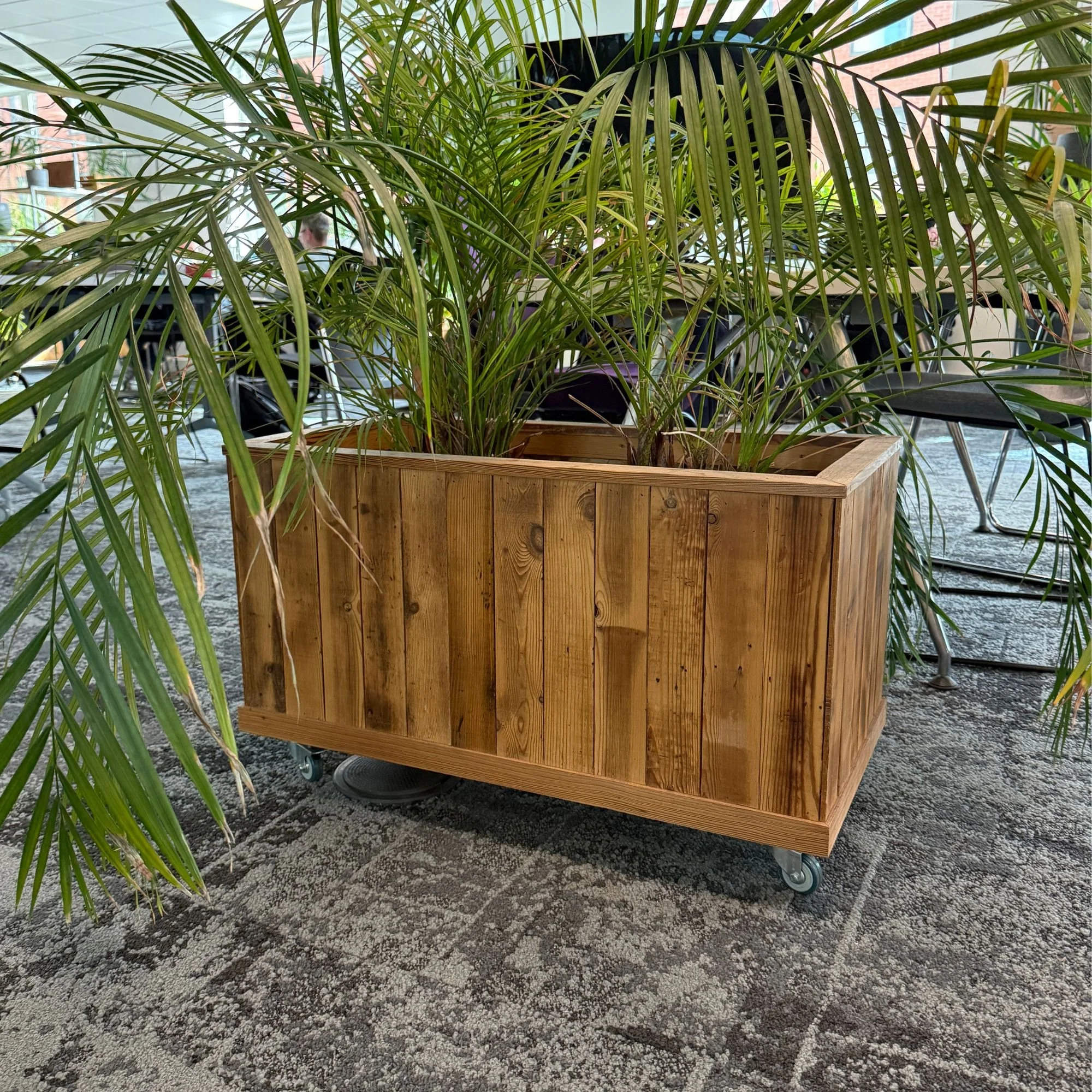 Bespoke Reclaimed Wood Planter on Castors