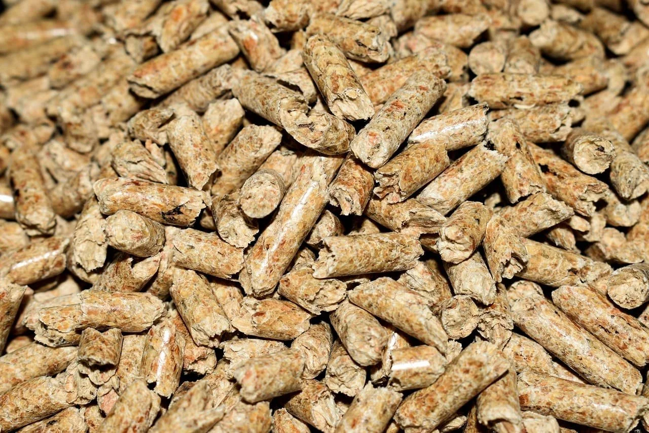 close-up of wood pellets